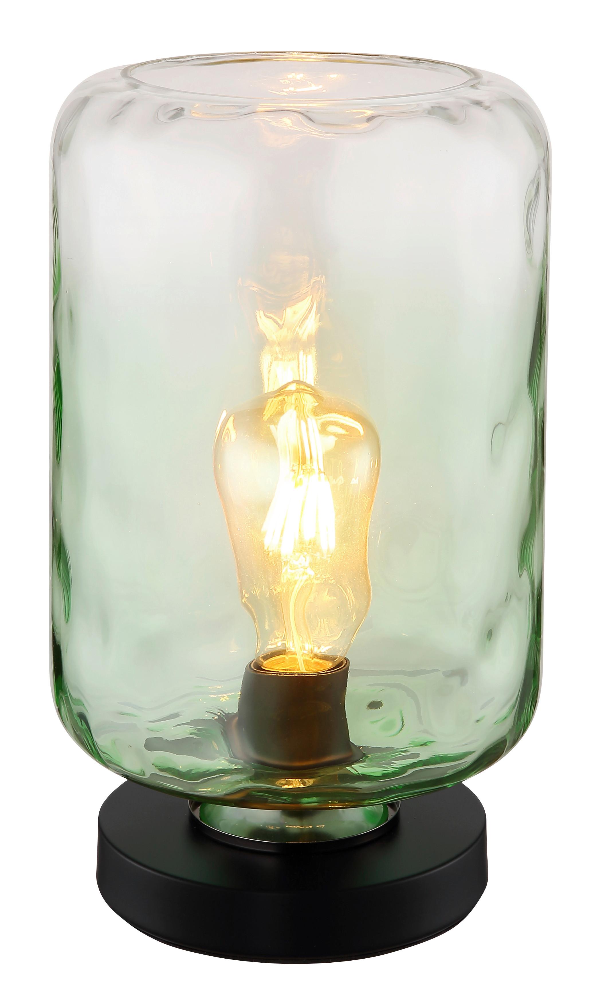 Tischleuchte 16046tg - Klar/Schwarz, KONVENTIONELL, Glas/Metall (19/32,5cm) - Globo