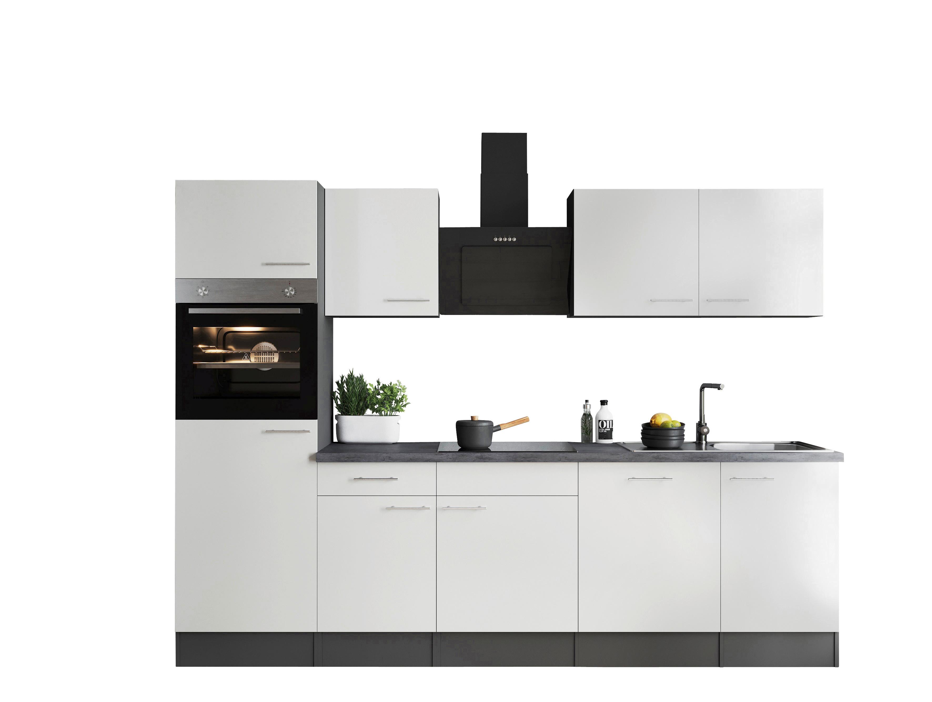 Küchenblock Oliver Grau, Weiß B: 280 cm - Weiß/Grau, Design, Holzwerkstoff (280cm) - Respekta