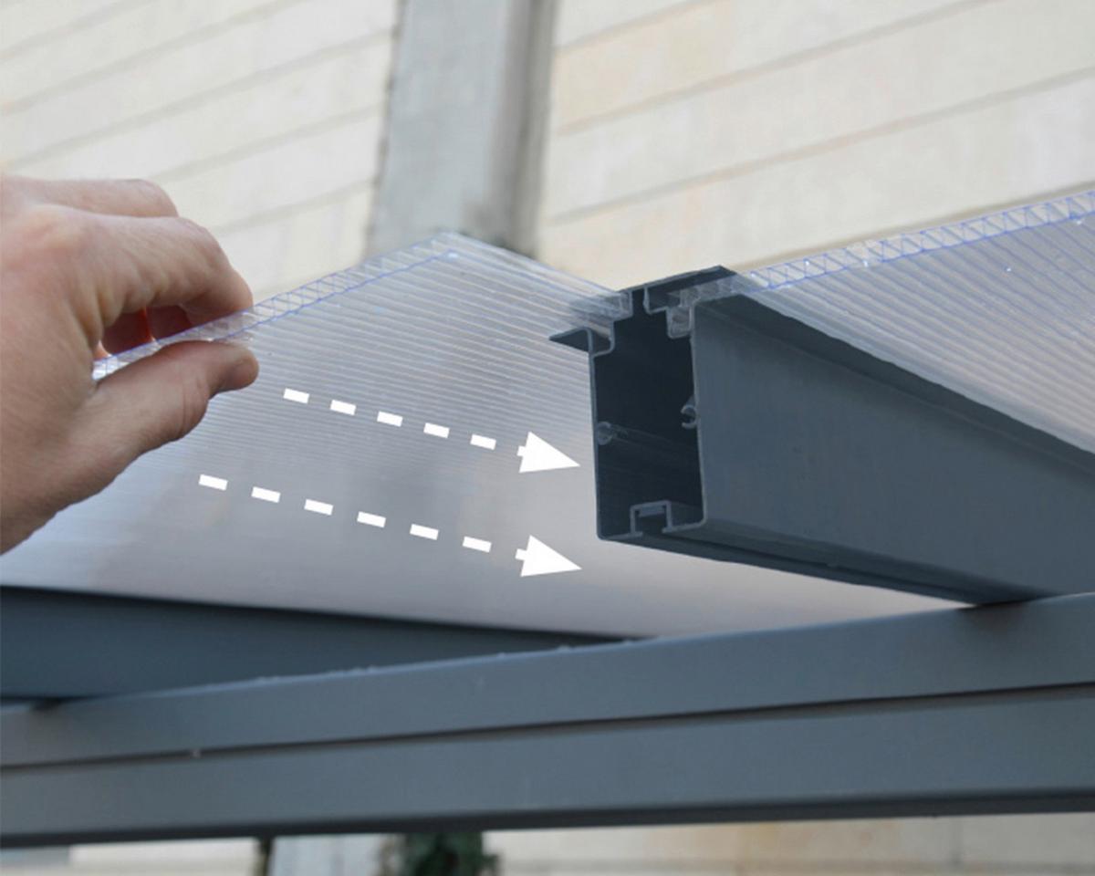 Terrassenüberdachung Palram Sierra 230x447 Cm Grau - Grau, Basics, Metall (447/257/230cm)