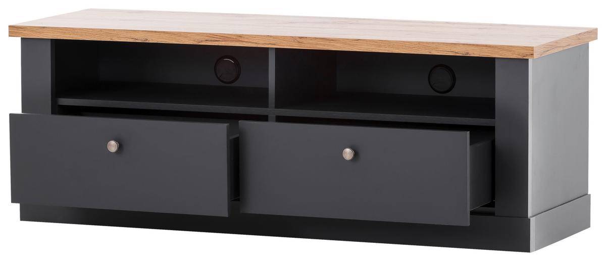 Lowboard Catania Anthrazit/Eiche Dekor B: 135cm - Anthrazit/Eiche Wotan, Design, Holzwerkstoff (135/51/45cm) - MID.YOU