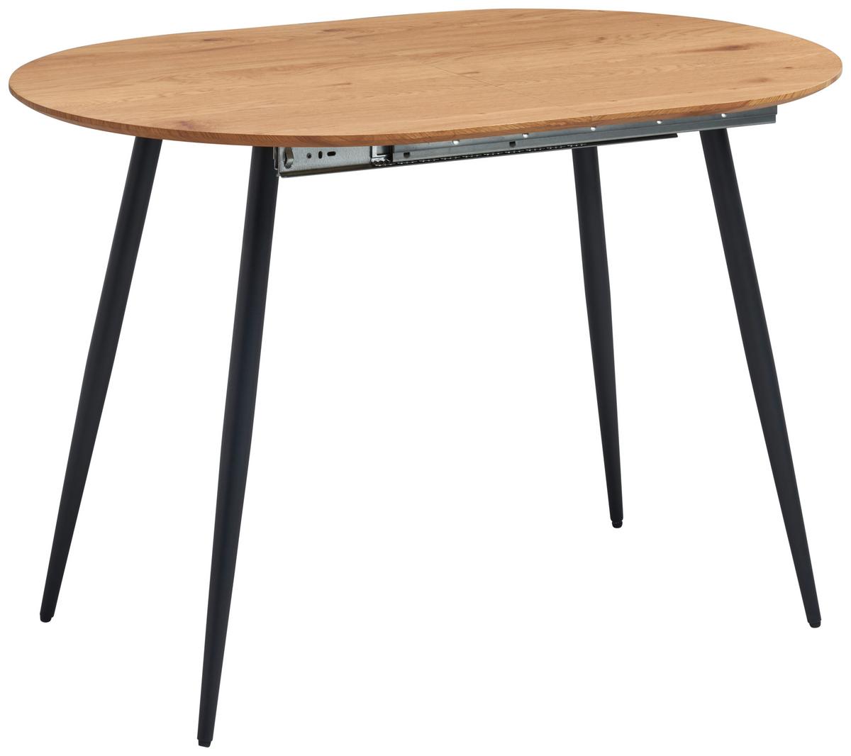 Ausziehtisch Lias 120 Az Mdf Eiche Dekor, B: 120-160 Cm - Eichefarben/Schwarz, KONVENTIONELL, Holzwerkstoff/Metall (120-160/80/75cm) - MID.YOU