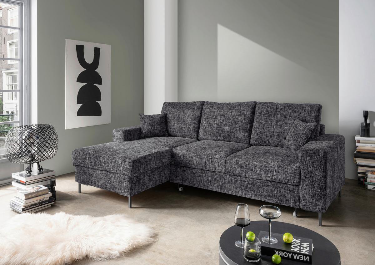 Eckschlafsofa Zona, Schwarz S: 143x237 Cm - Schwarz, KONVENTIONELL, Textil (143/237cm) - Livetastic