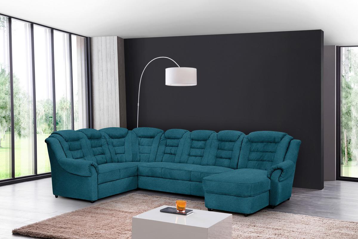 Wohnlandschaft Boston Blau Chenille - Blau/Schwarz, KONVENTIONELL, Textil (216/333/165cm) - Livetastic