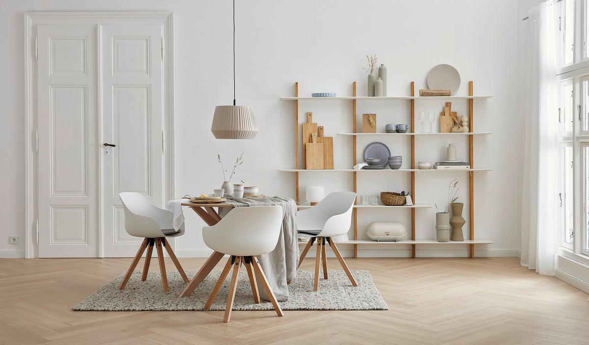 Jedálenská stolička TINA - sivá/biela, Konventionell, drevo/textil (56,5/80,5/53cm) - Livetastic