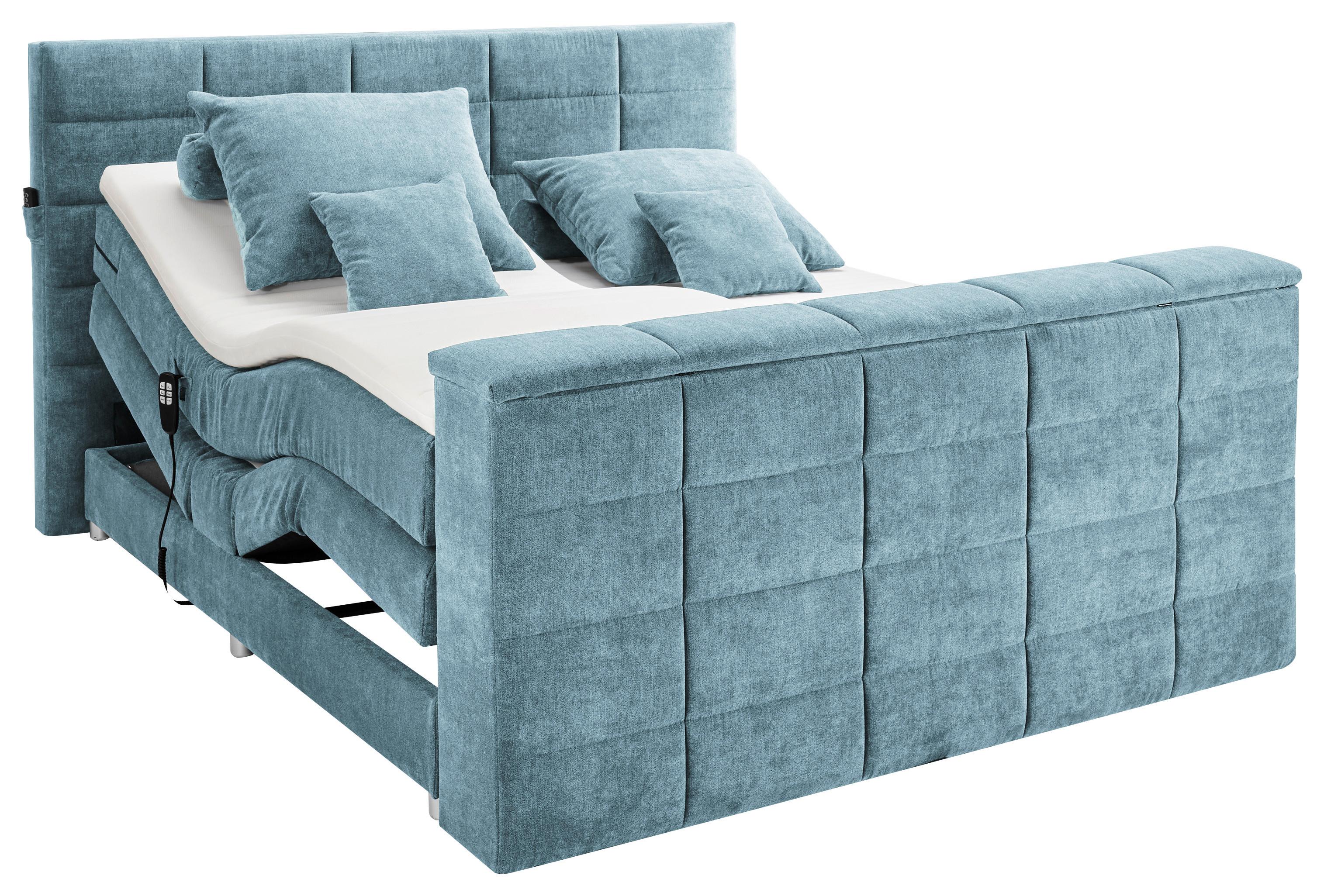 Boxspringbett Mit Topper 180x200 Cm Denver - Blau, KONVENTIONELL, Textil (180/200cm) - Carryhome