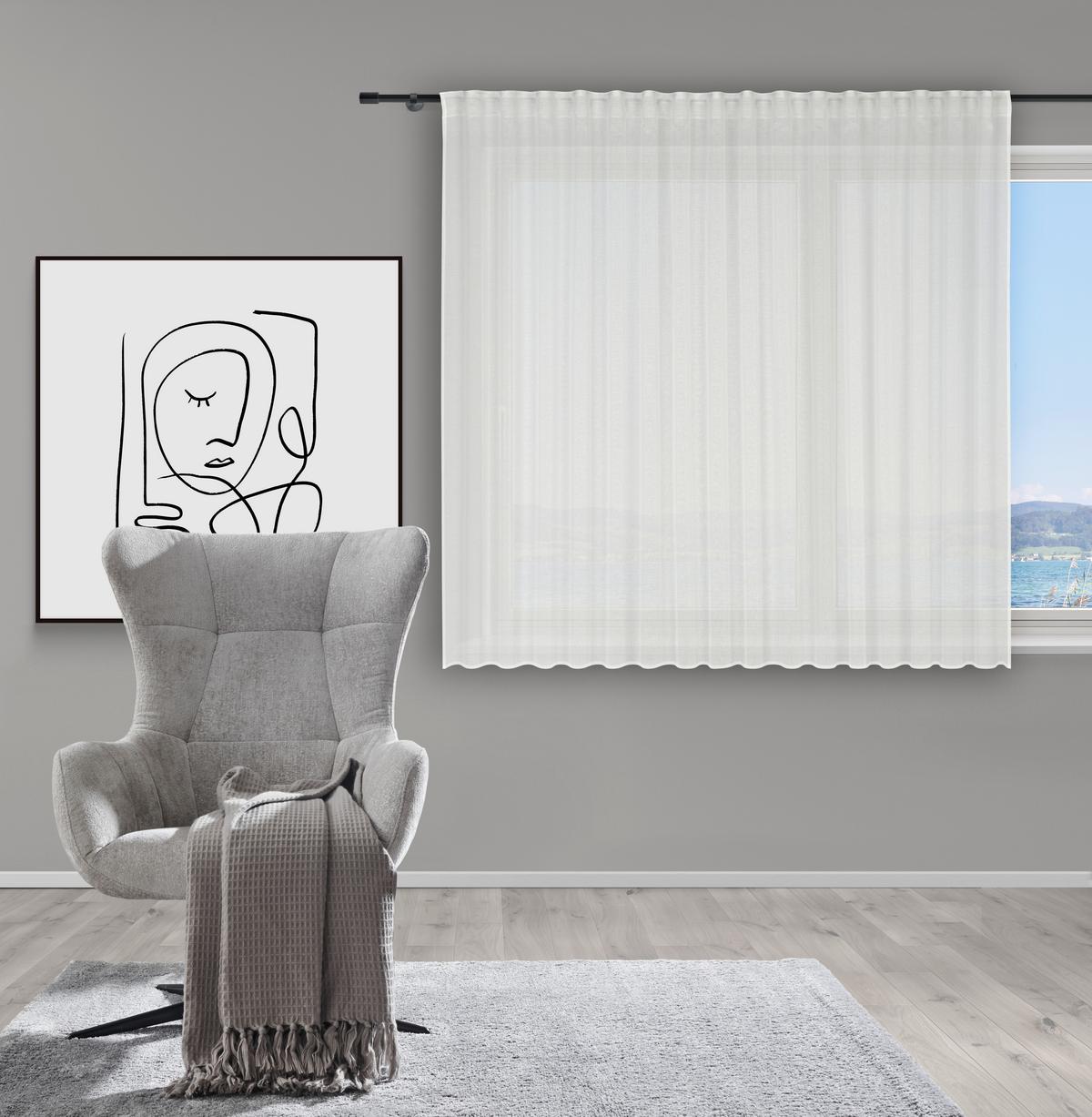 KUSOVÁ ZÁCLONA SIGRID STORE 1 - biela, Konventionell, textil (300/145cm) - Premium Living