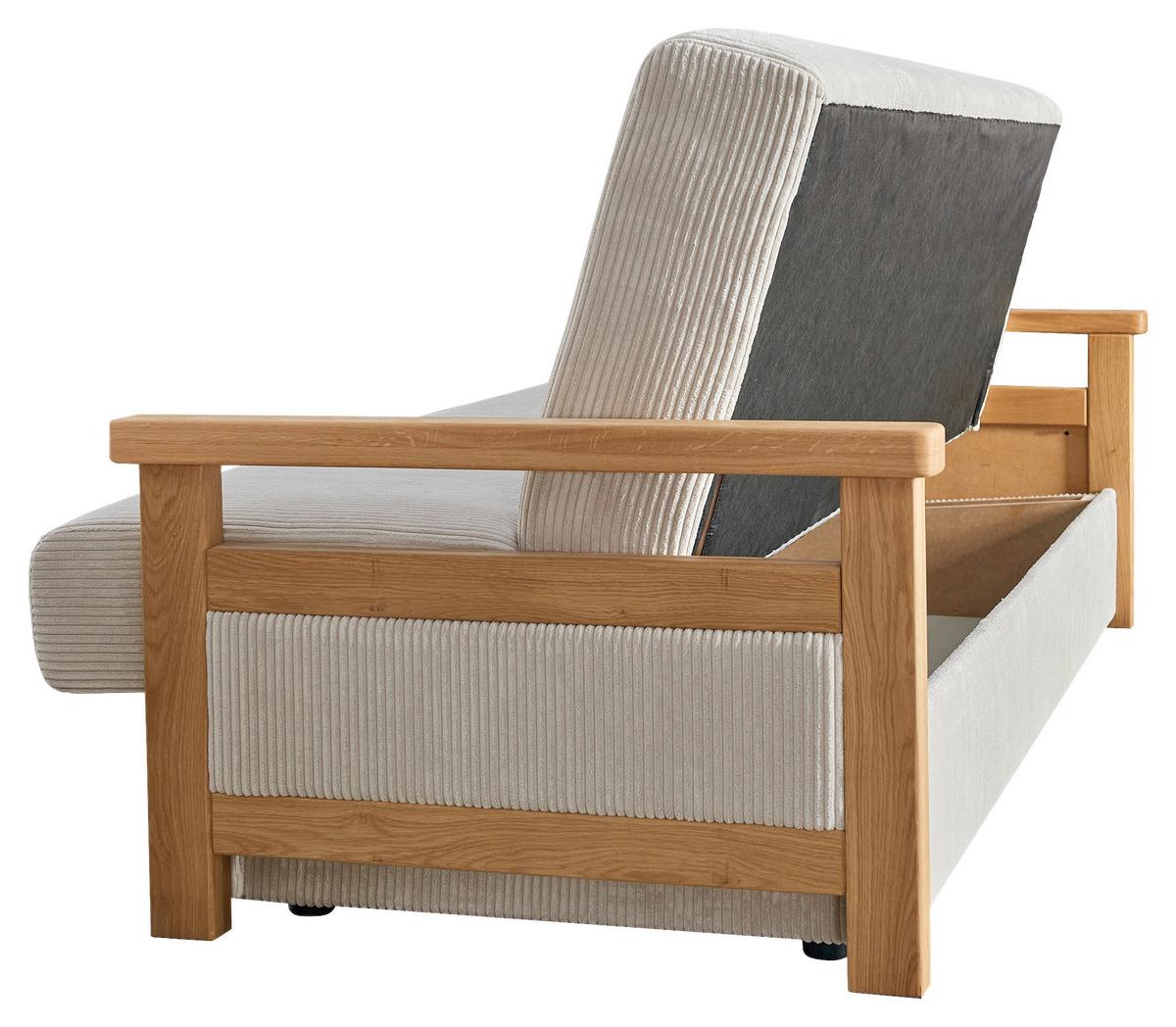 Schlafsofa Malaga Creme B: 220 cm - Creme/Naturfarben, Design, Holz/Textil (220/90/90cm) - P & B