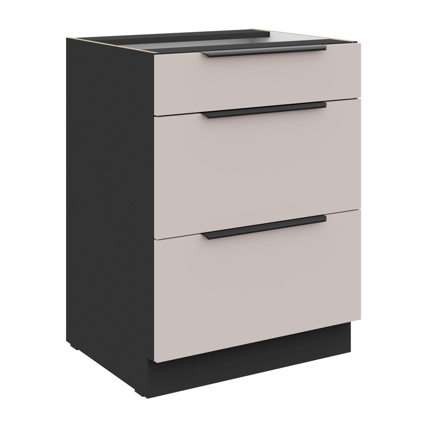 Konyhai Alsószekrény Arona 60/82cm - bézs/fekete, Modern, faalapú anyag/fém (60/82/5cm)