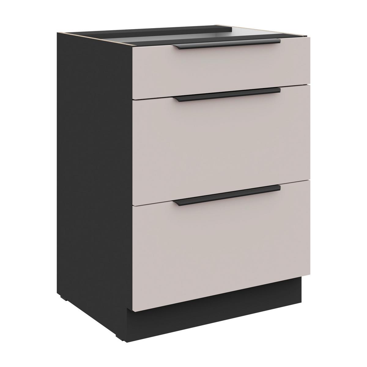 Konyhai Alsószekrény Arona 60/82cm - bézs/fekete, Modern, faalapú anyag/fém (60/82/5cm)