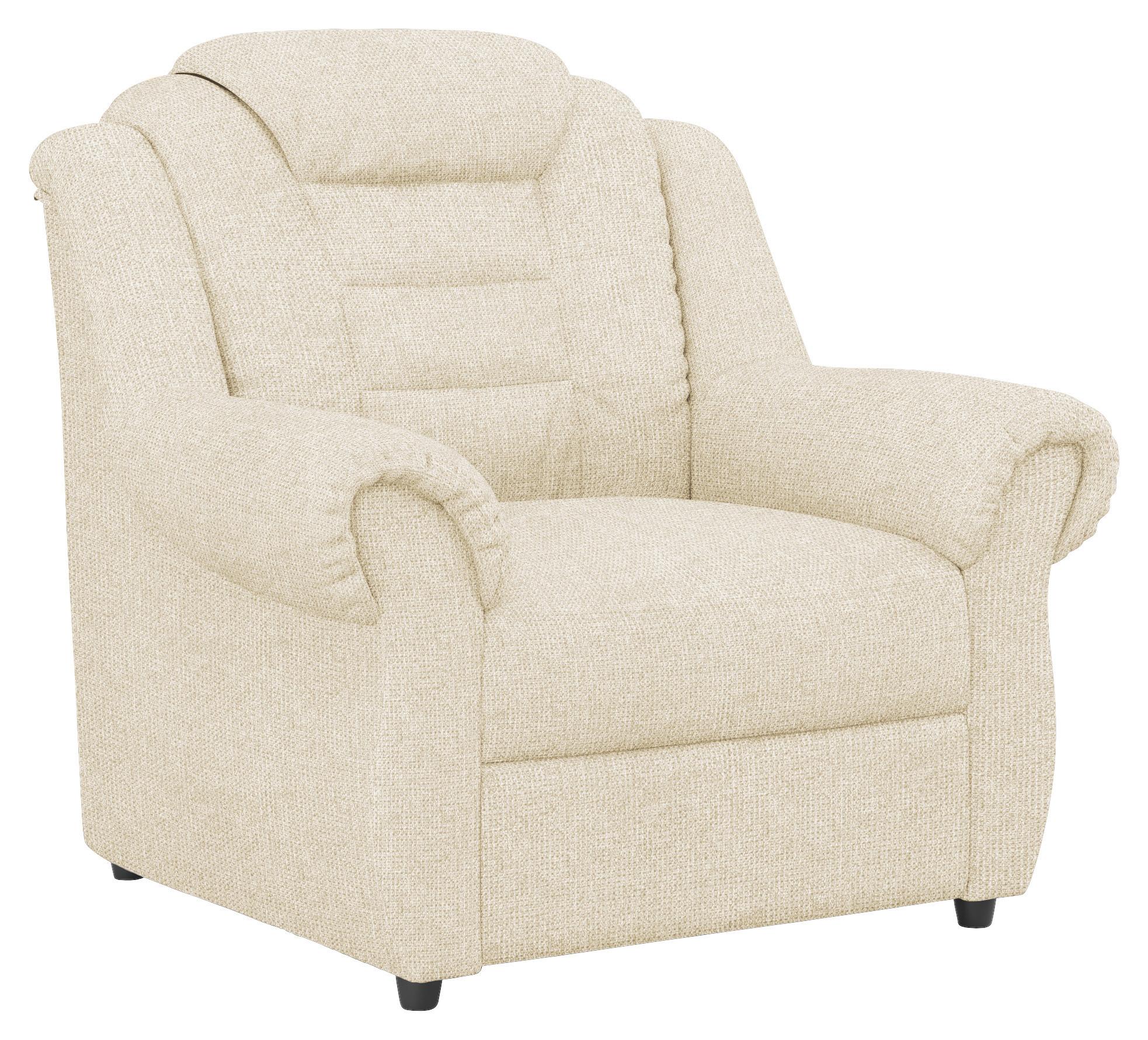 Polstersessel Boston Creme Chenille - Creme/Schwarz, KONVENTIONELL, Textil (104/102/101cm) - Livetastic