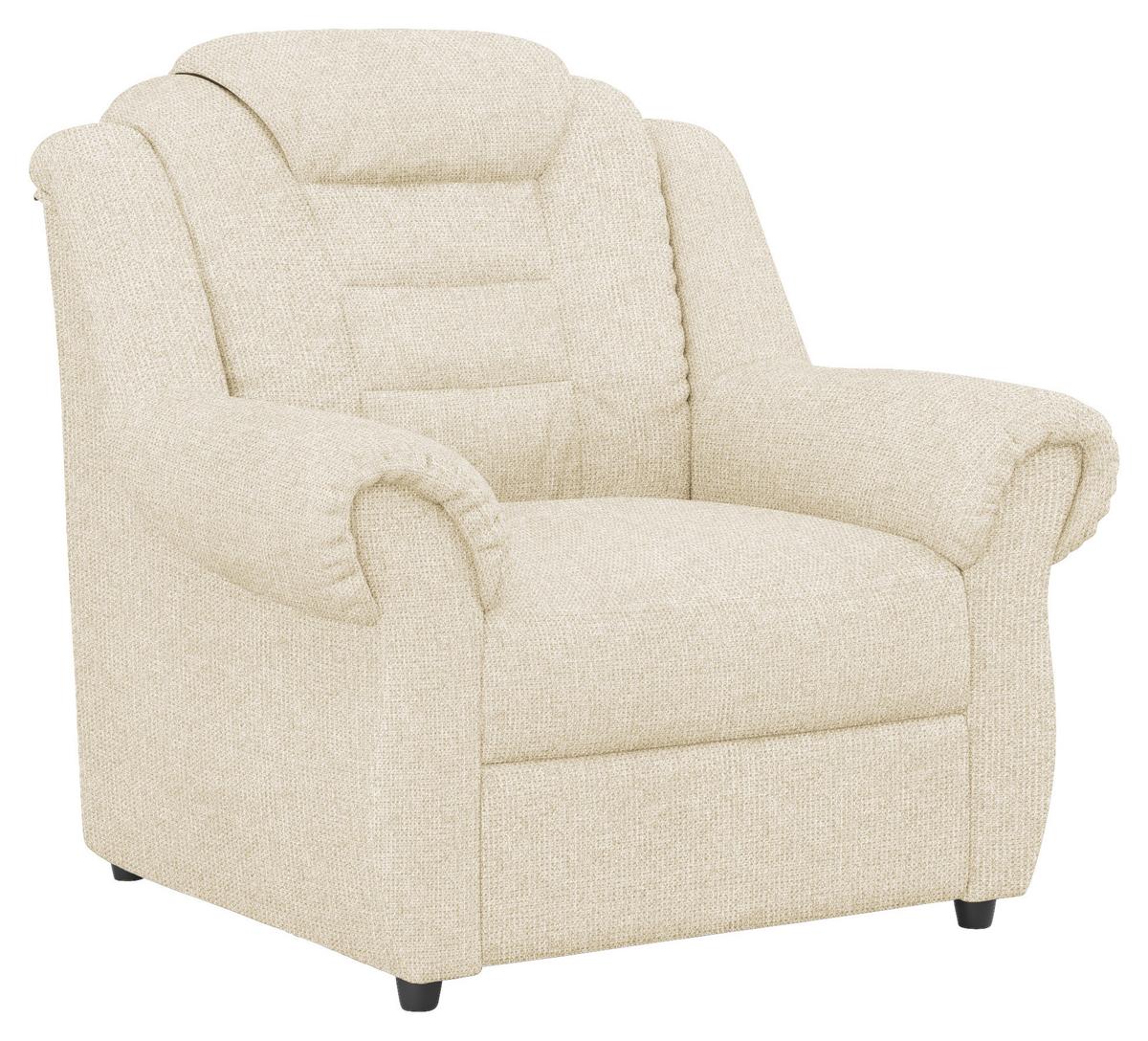 Sitzgarnitur 3-tlg. Boston Creme Chenille - Creme/Schwarz, KONVENTIONELL, Textil - Livetastic