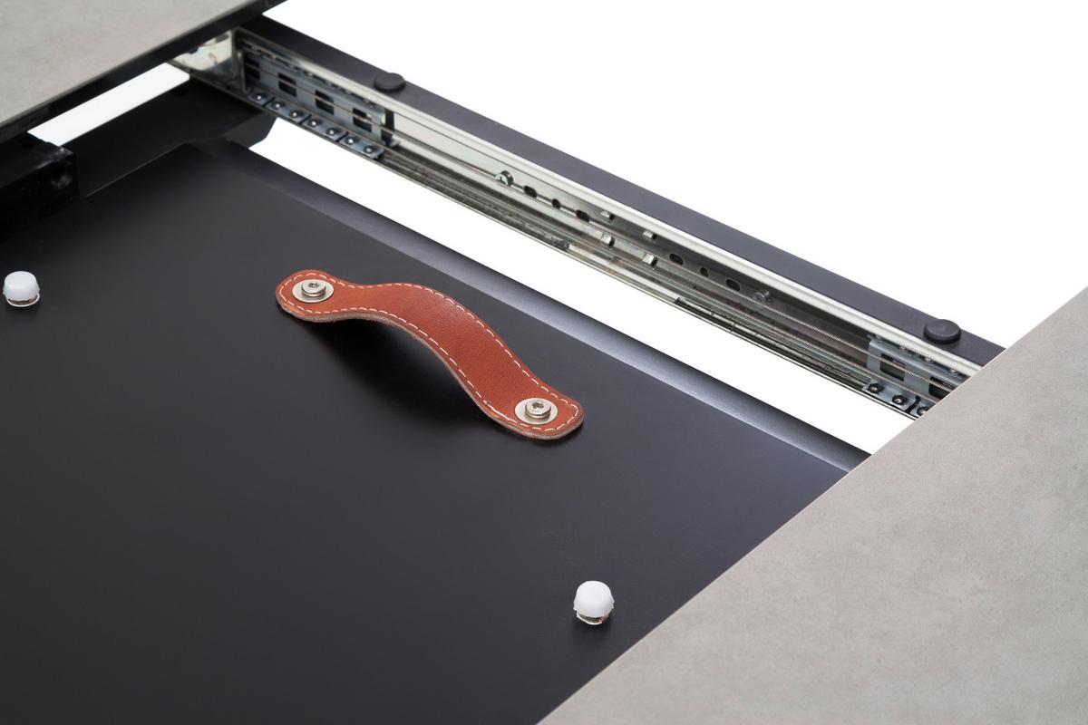 Esstisch ausziehbar Winnipeg 120-160x120 cm Anthrazit - Anthrazit, Design, Keramik/Metall (120-160/120/76cm) - Livetastic