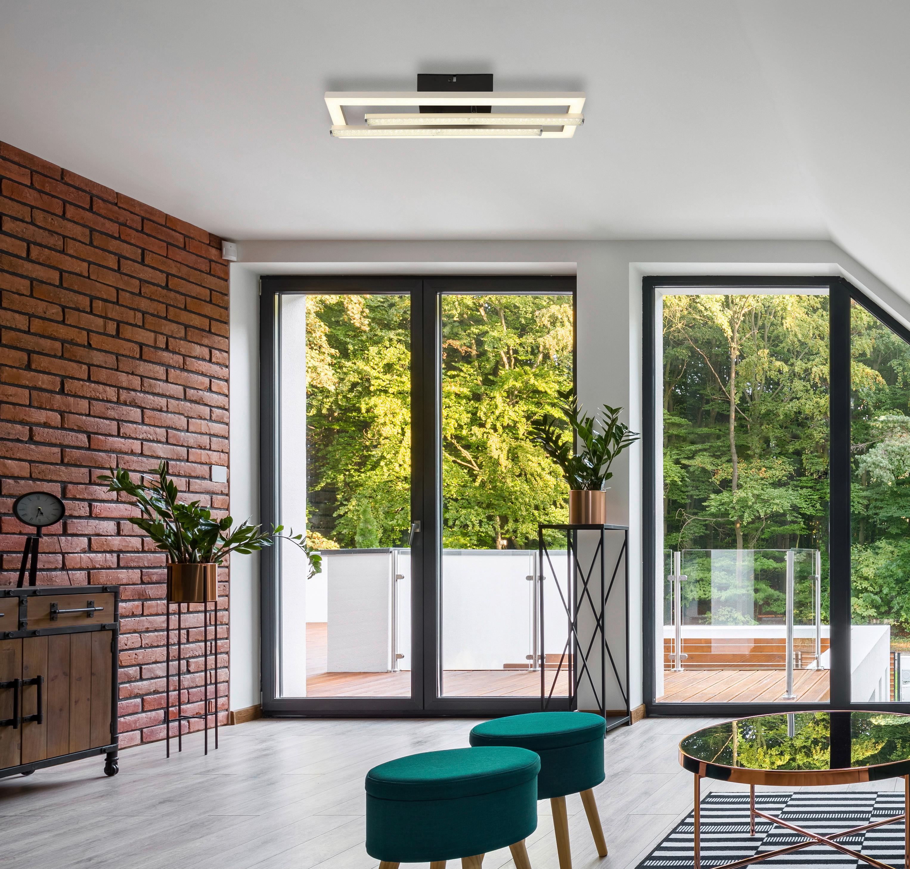STROPNÉ LED SVIETIDLO WINA - číra/čierna, Modern, kov/plast (40/37,5/6,3cm) - Mömax