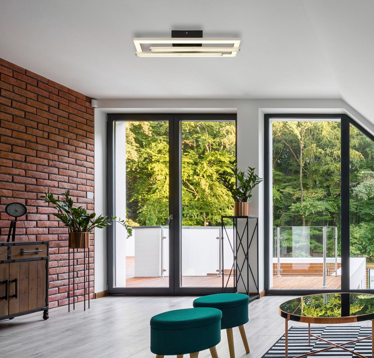 STROPNÉ LED SVIETIDLO WINA - číra/čierna, Modern, kov/plast (40/37,5/6,3cm) - Mömax