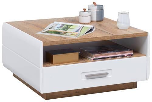 Couchtisch Auris Mit 2 Laden + Soft Close, Eiche Dekor/Weiß - MODERN, Holzwerkstoff (75/38,5/75cm) - Luca Bessoni