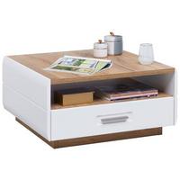 Couchtisch Auris Mit 2 Laden + Soft Close, Eiche Dekor/Weiß - MODERN, Holzwerkstoff (75/38,5/75cm) - Luca Bessoni