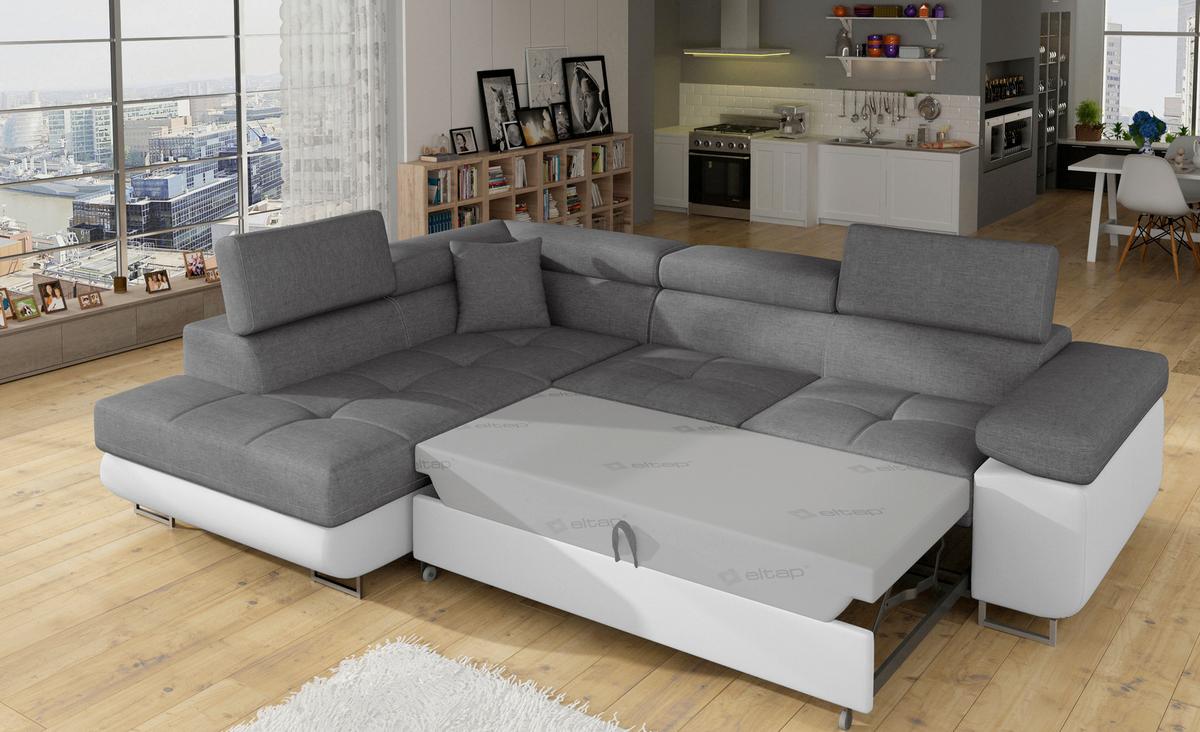 Ecksofa Anton Grau, Weiß S: 203x272 Cm - Chromfarben/Weiß, Design, Textil (203/272cm) - MID.YOU