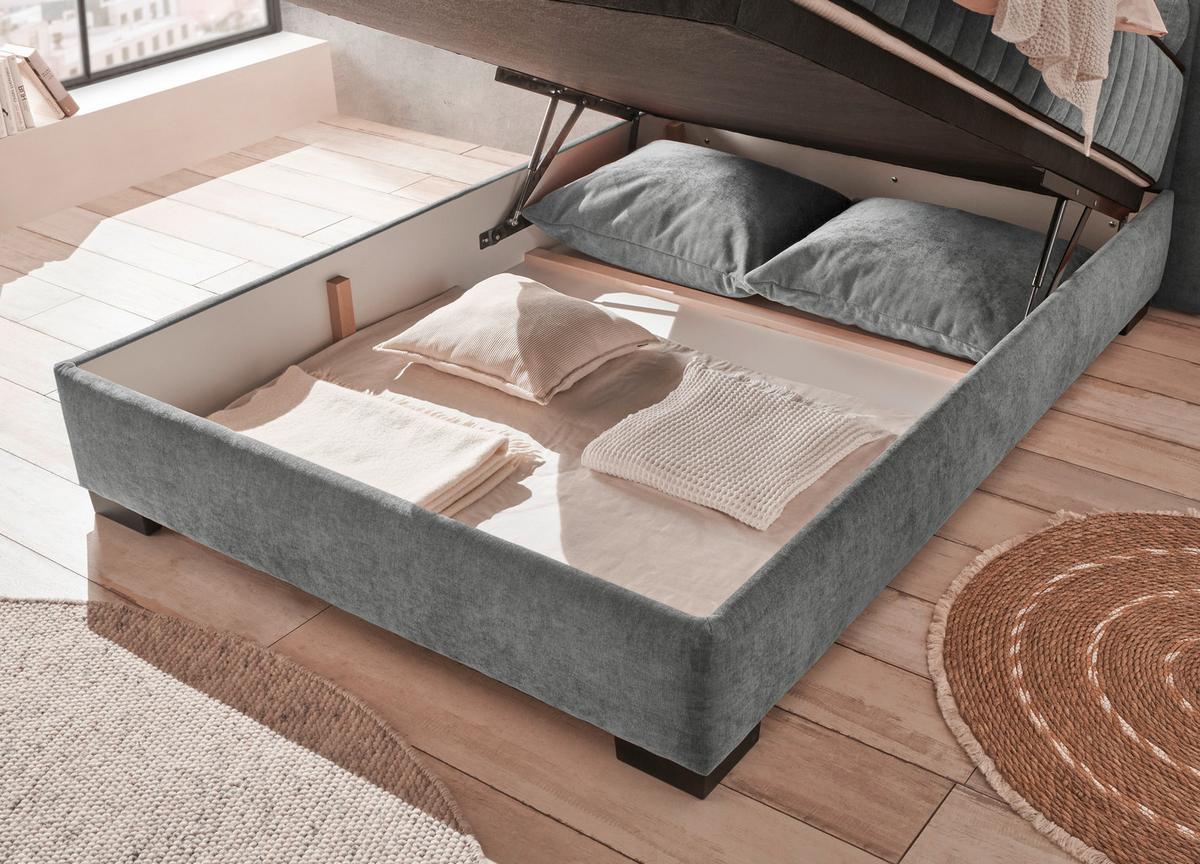 Boxbett Nagol C - Anthrazit/Schwarz, MODERN, Holzwerkstoff/Textil (140/200cm) - MID.YOU