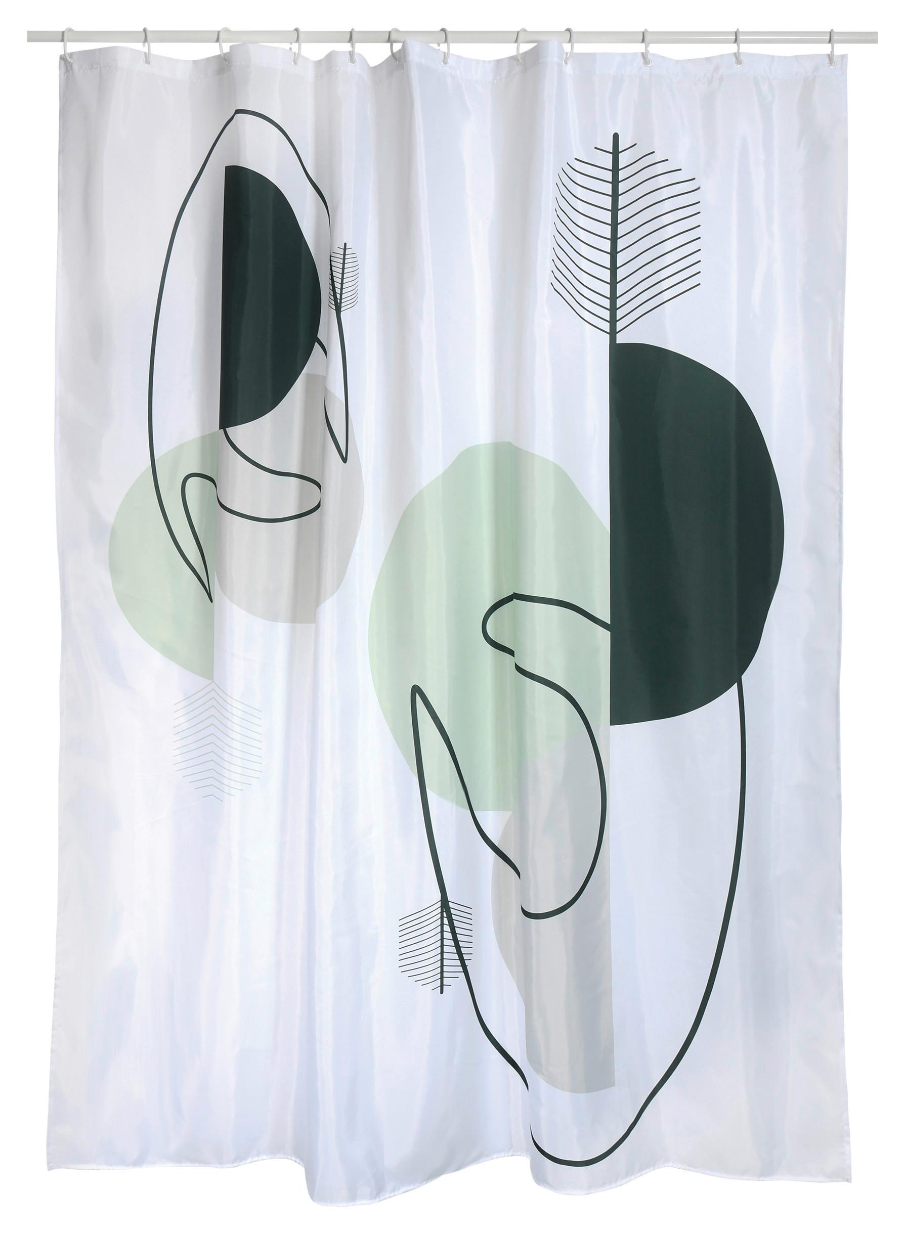 Duschvorhang Minimalist Style - Weiß/Grün, KONVENTIONELL (180/200cm) - Spirella