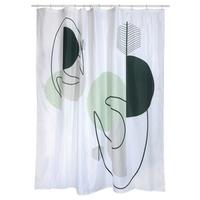 Duschvorhang Minimalist Style - Weiß/Grün, KONVENTIONELL (180/200cm) - Spirella