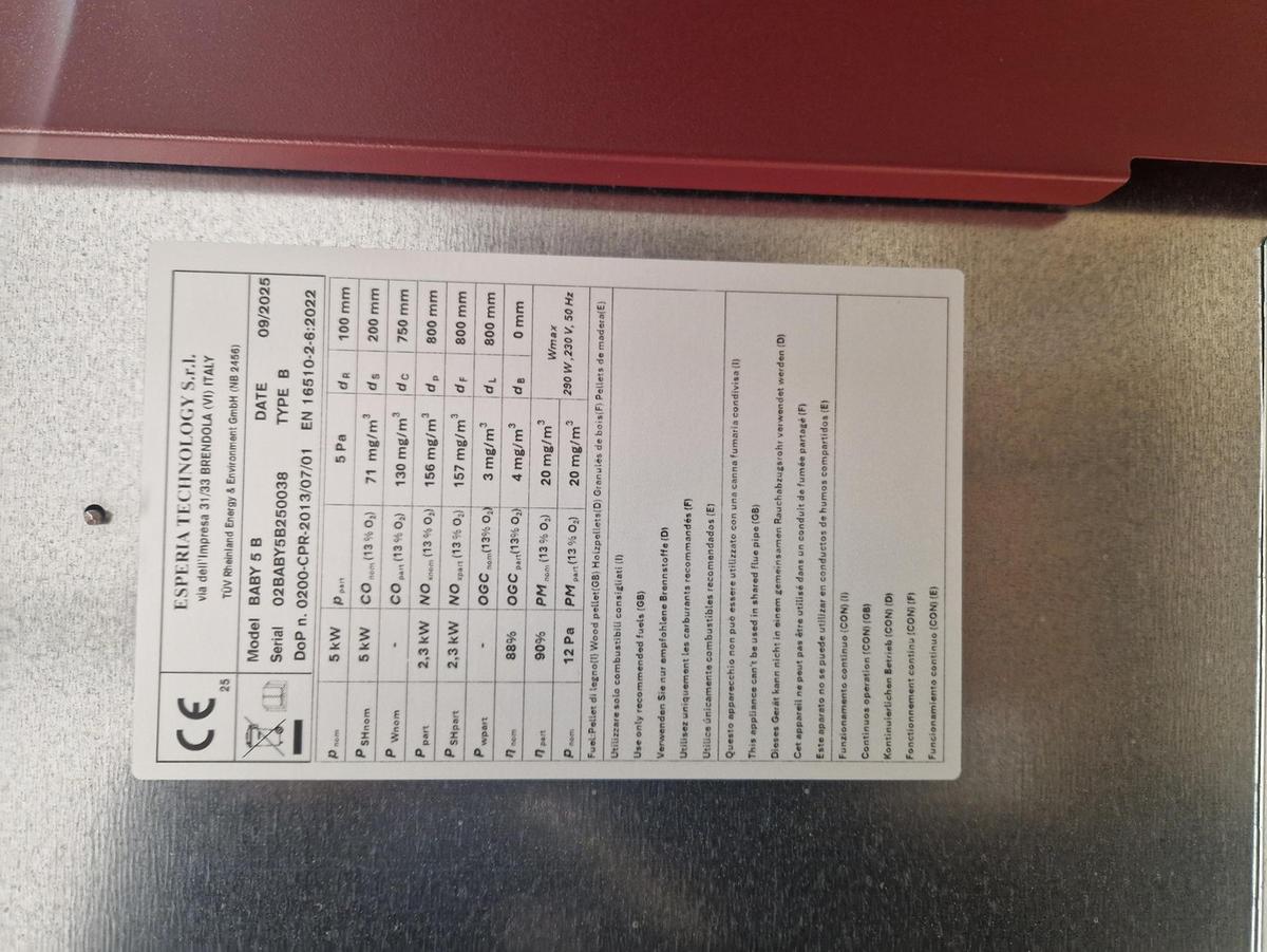 Palletofen Baby Bordeaux Metall 5kw Mit Wi-Fi - Bordeaux, Basics, Metall (42,5/82,5/46,0cm)