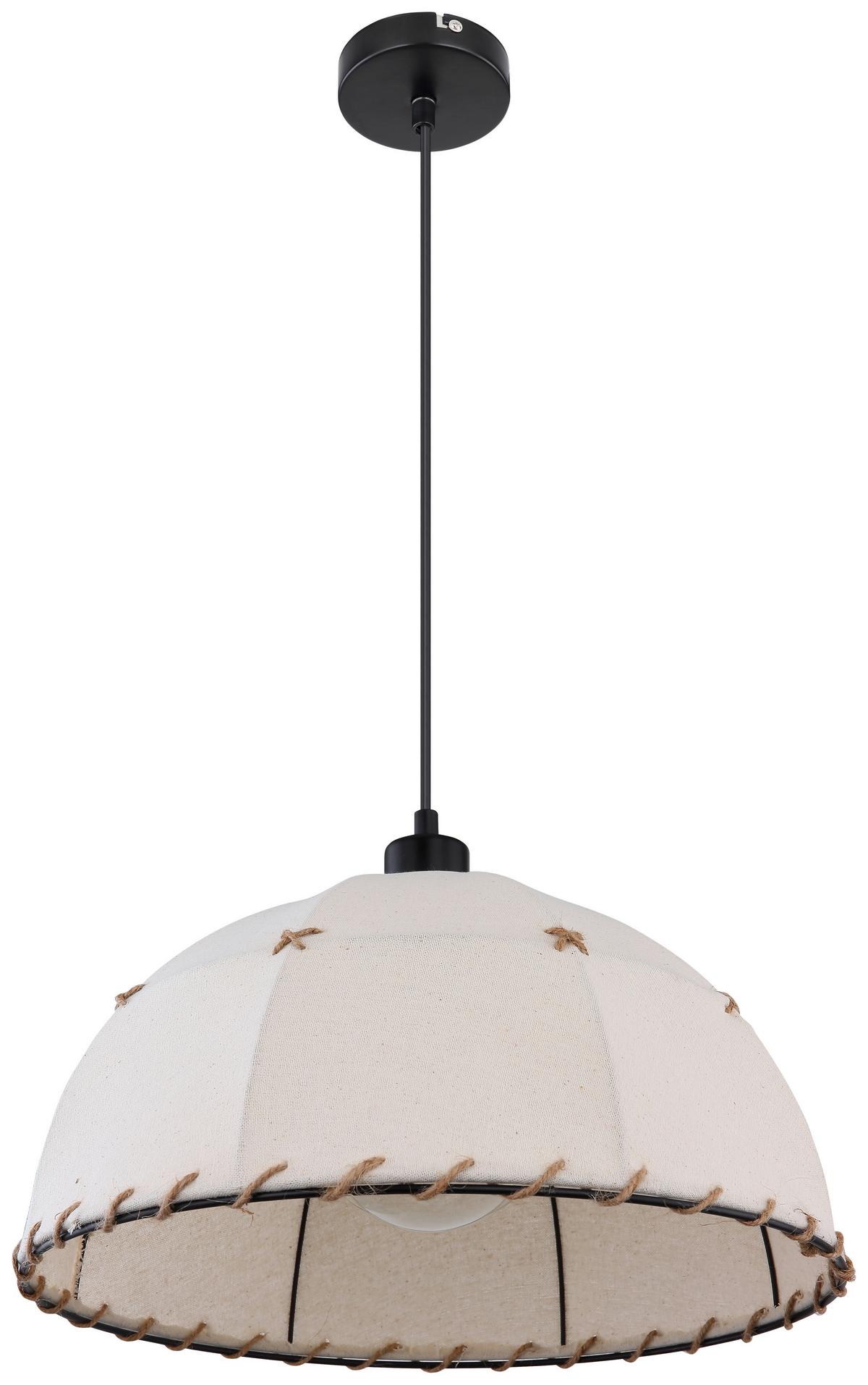 Hängeleuchte Rex H: 120 Cm 1-Flammig - Beige/Schwarz, Natur, Naturmaterialien/Textil (40/120cm) - Globo