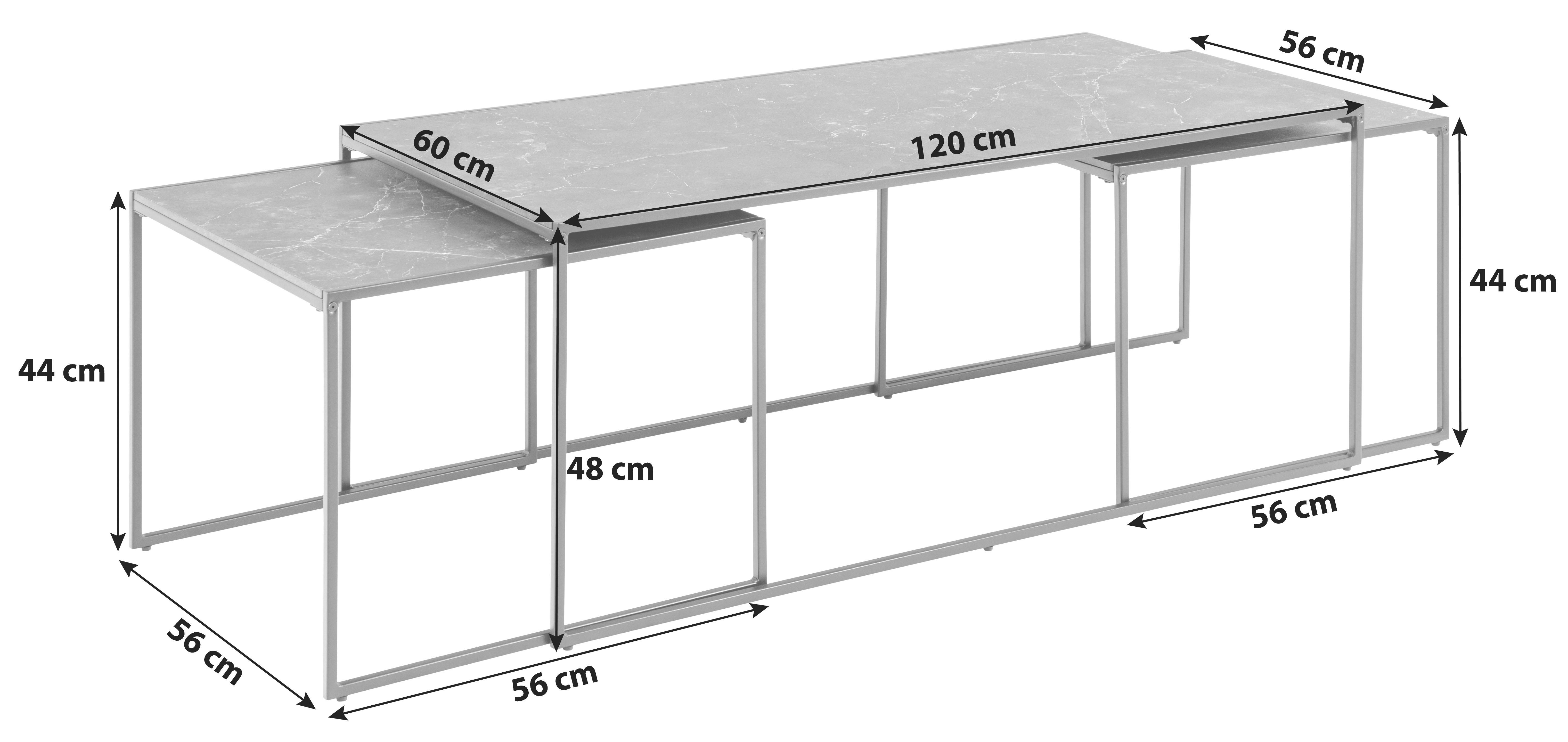 Couchtischset Infinity - Schwarz, KONVENTIONELL, Holzwerkstoff/Metall (56-120/56-60/44-48cm) - MID.YOU