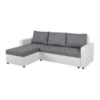 Univerzálna sedačka HIT, biela  umelá koža/ sivá tk. - sivá/biela, Design, kompozitné drevo/textil (147/228cm) - P & B