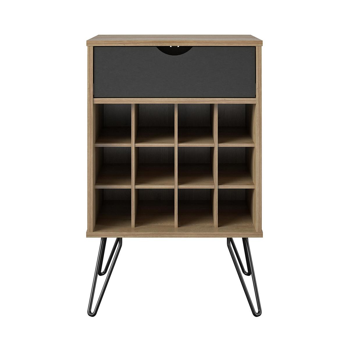 Weinregal Concord Braun 51 cm - Eichefarben/Schwarz, Design, Holzwerkstoff/Metall (51/80/45cm) - MID.YOU
