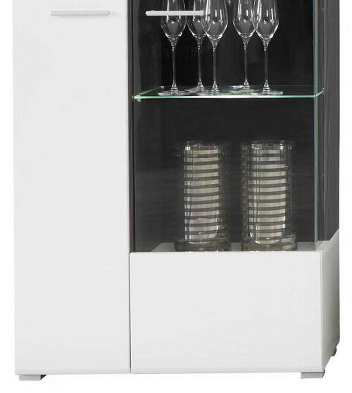 Wohnwand Modern 4 -Teilig. mit Led Concerto, Weiß/Schwarz - Silberfarben/Schwarz, MODERN, Glas/Holzwerkstoff (308/190/41cm)