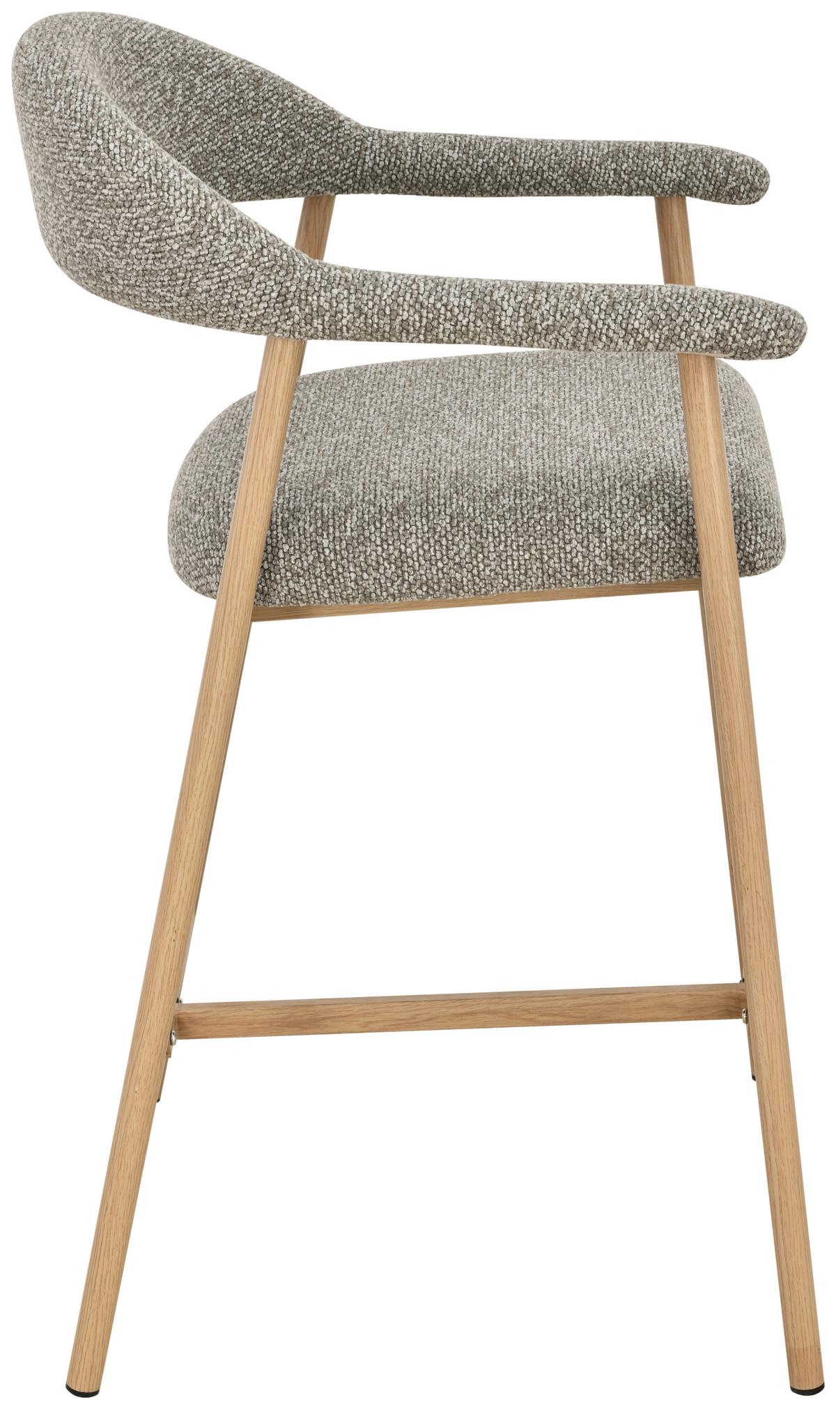 Barhocker Boucle Taupe/Eichefarben B: 54 cm - Taupe/Eichefarben, MODERN, Holz/Textil (54/94,5/54,5cm) - Livetastic