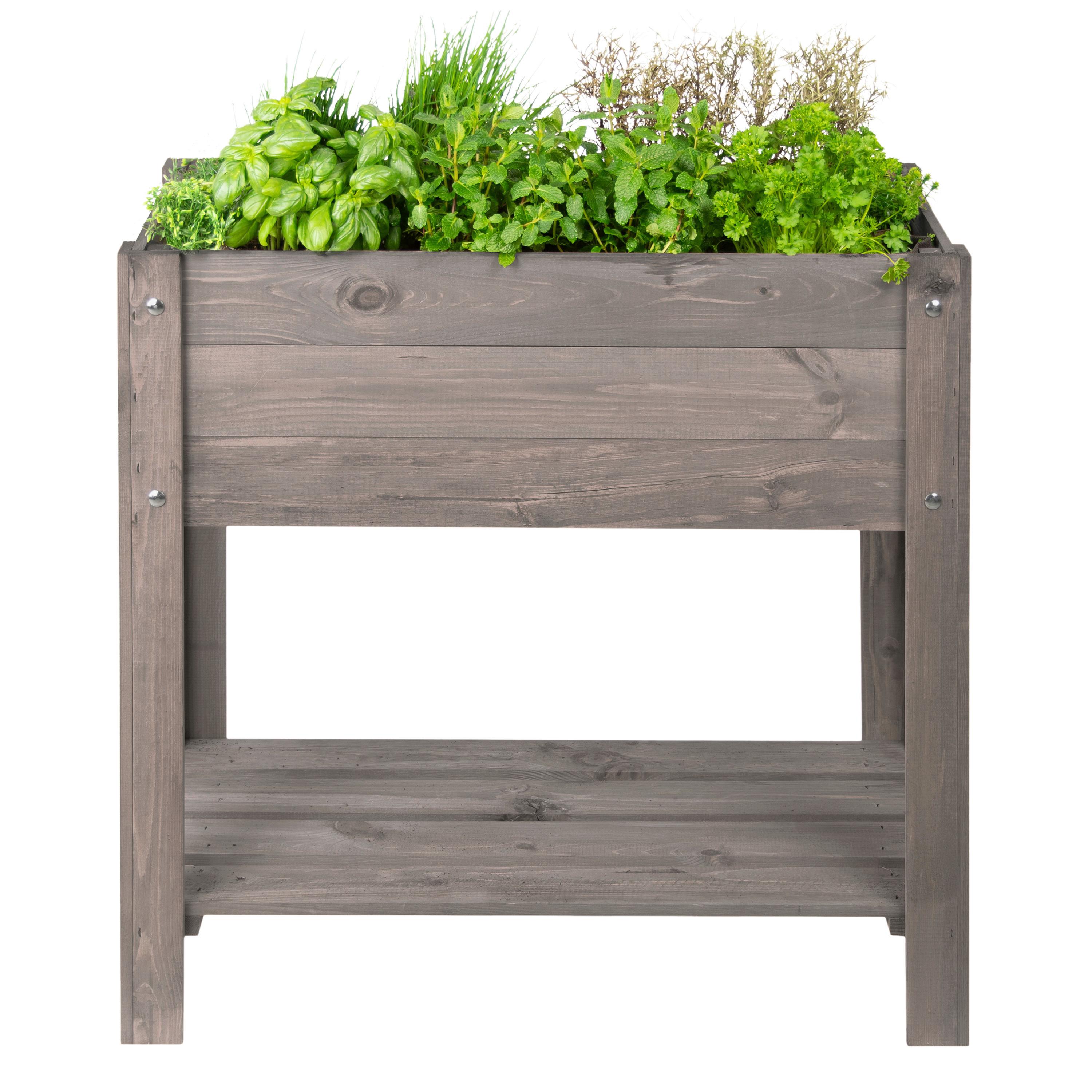 Hochbeet Echtholz Kiefer 80,5x78,5x40 Cm Anthrazit - Anthrazit, Basics, Holz (80,5/78,5/40cm)