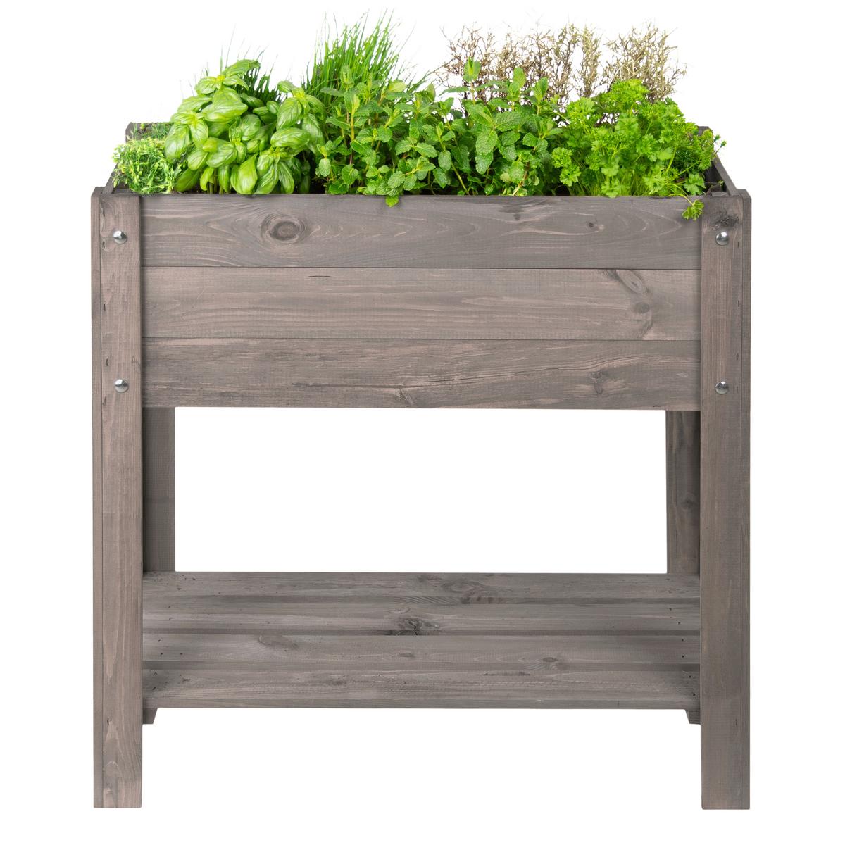 Hochbeet Echtholz Kiefer 80,5x78,5x40 cm Anthrazit - Anthrazit, Basics, Holz (80,5/78,5/40cm)