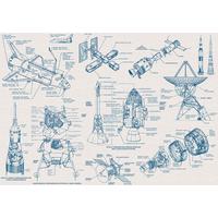 Fototapete Spacecraft Architecture - Blau/Weiß, Trend, Papier (400/280cm)