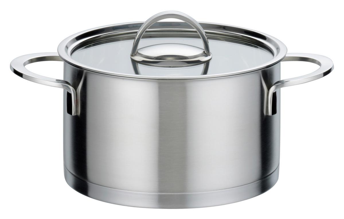 Kochtopfset Edelstahlfarben - Klar/Edelstahlfarben, Basics, Glas/Metall - GSW