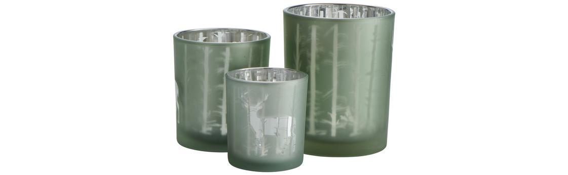 Grüner Teelichthalter aus Glas Grüner Teelichthalter aus Glas