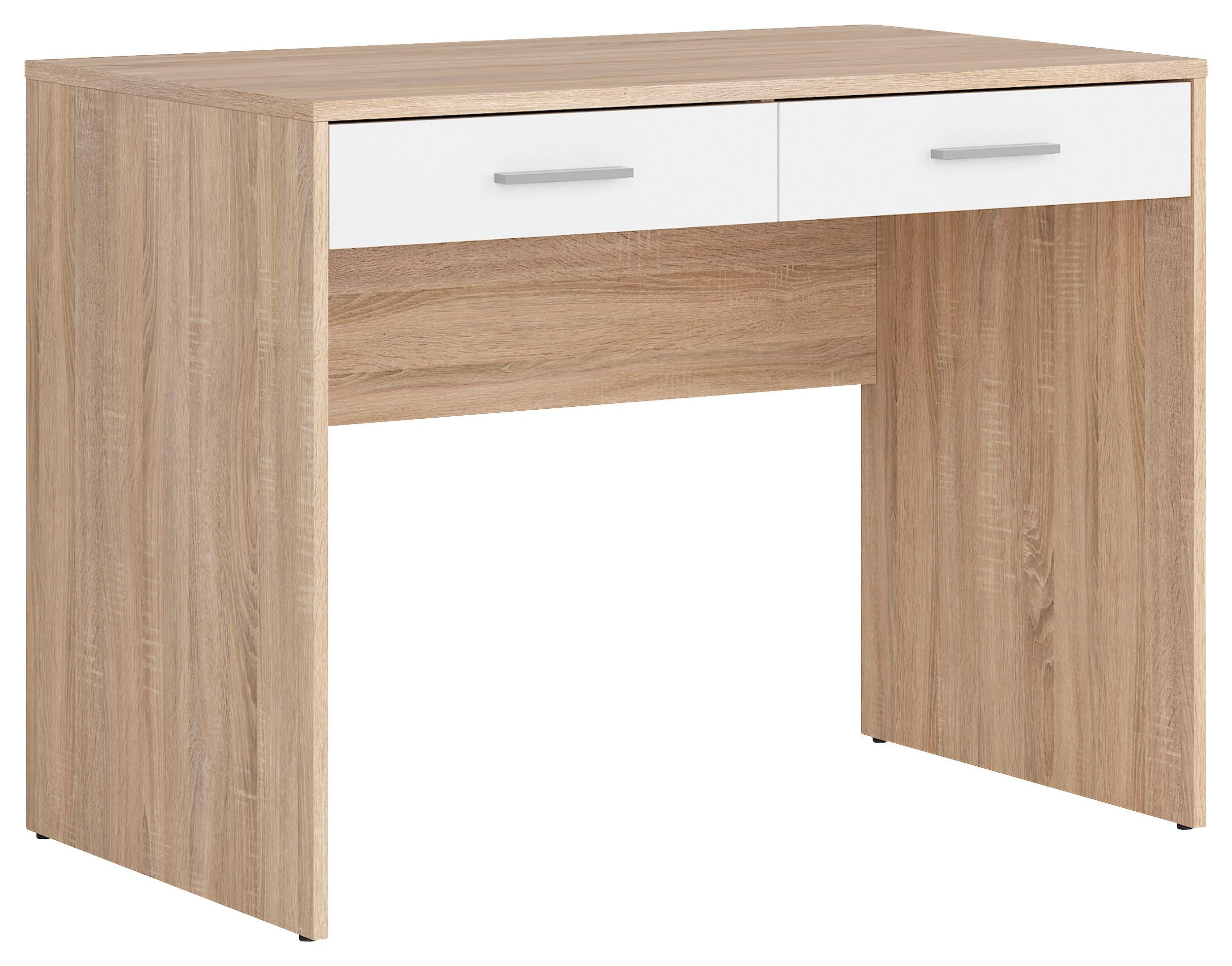 Schreibtisch Nepo Plus Desk Weiß/Sonoma Eiche, L: 100 cm - Weiß/Sonoma Eiche, Design, Holzwerkstoff (100/59/76cm)