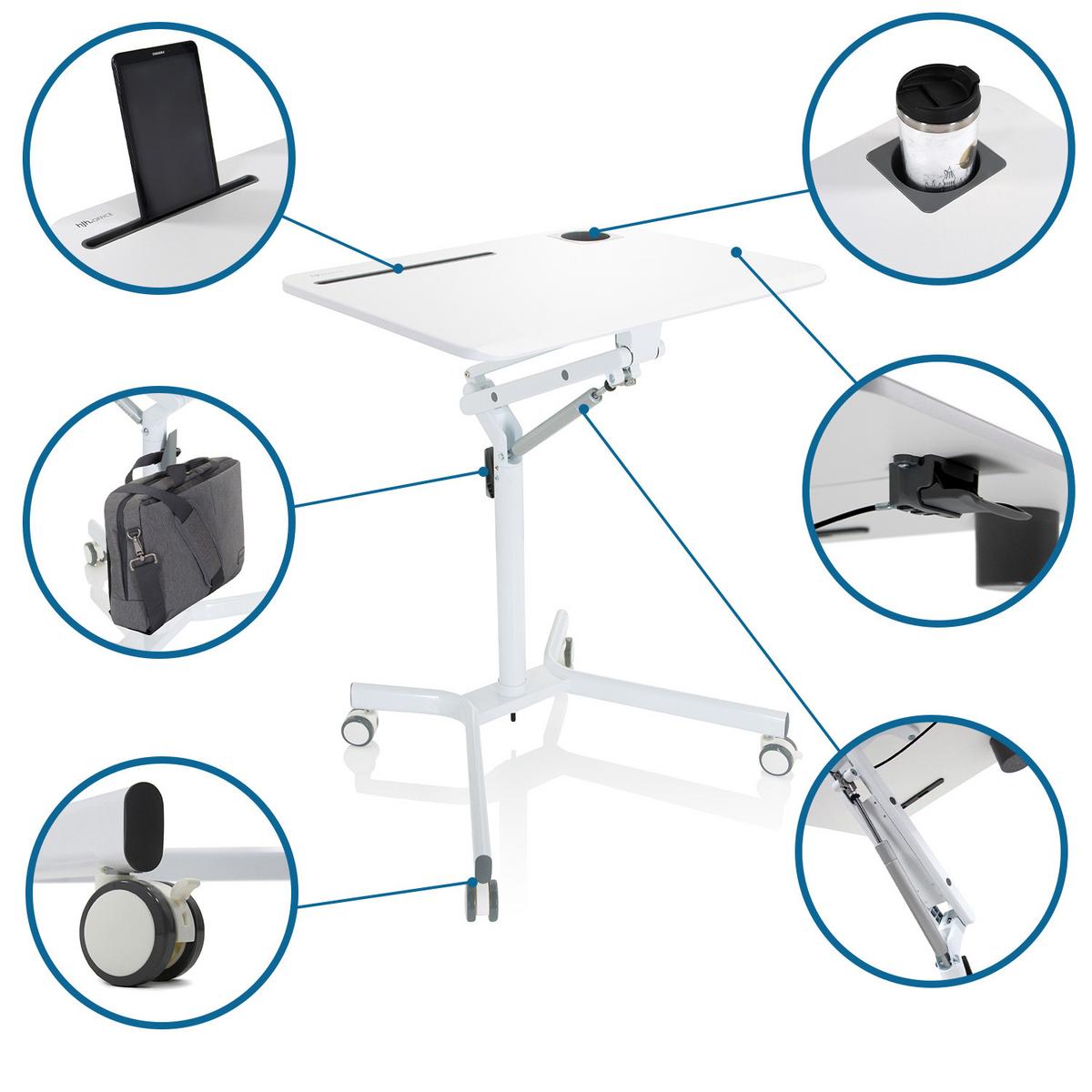 Stehschreibtisch Stand Vm-Su höhenverstellbar Weiß - Weiß, Basics, Holzwerkstoff/Kunststoff (77/73-105/57cm) - MID.YOU