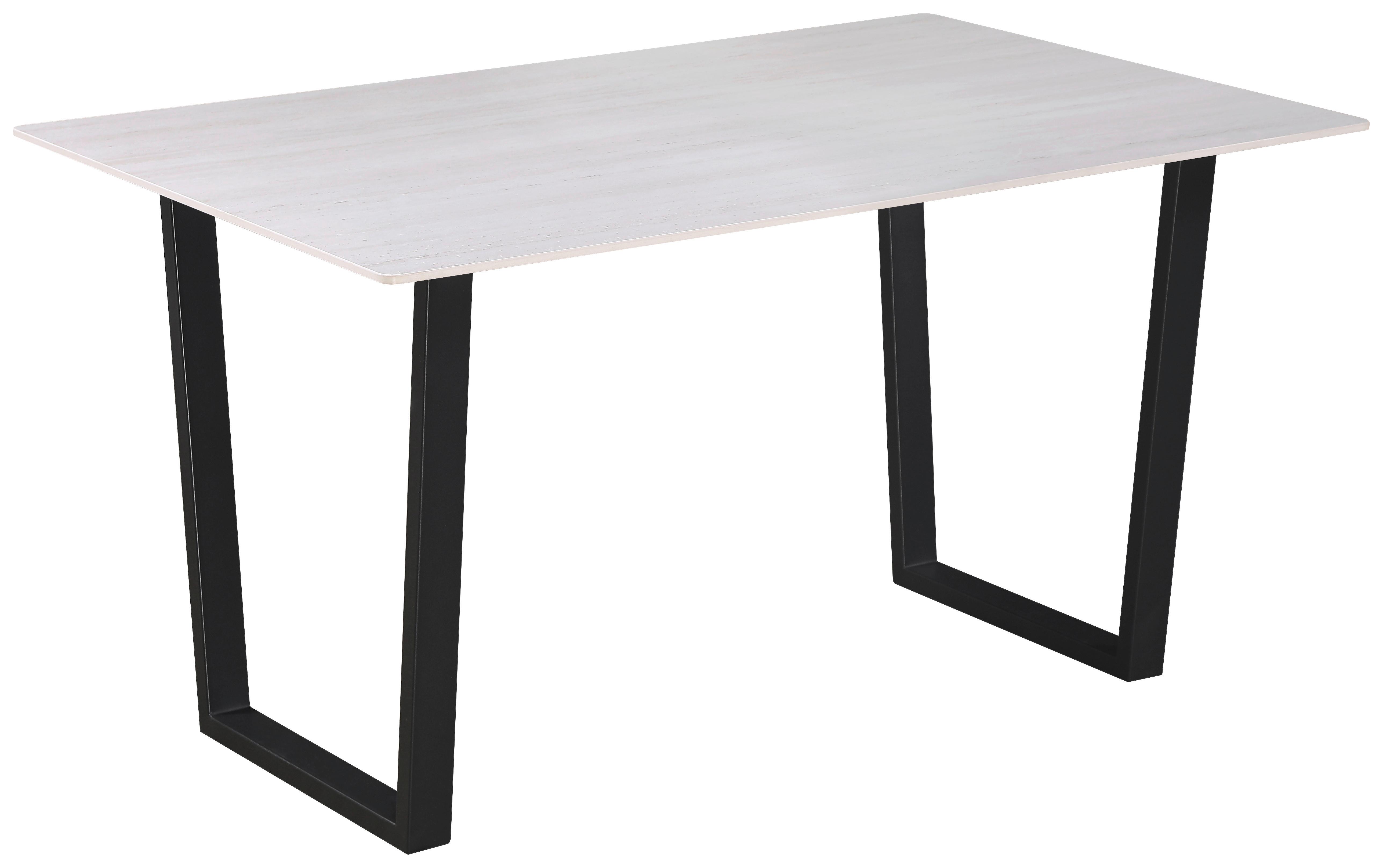 Esstisch Emin Keramik Hellgrau, B: 140 cm - Beige/Schwarz, KONVENTIONELL, Stein/Metall (140/76/90cm) - MID.YOU