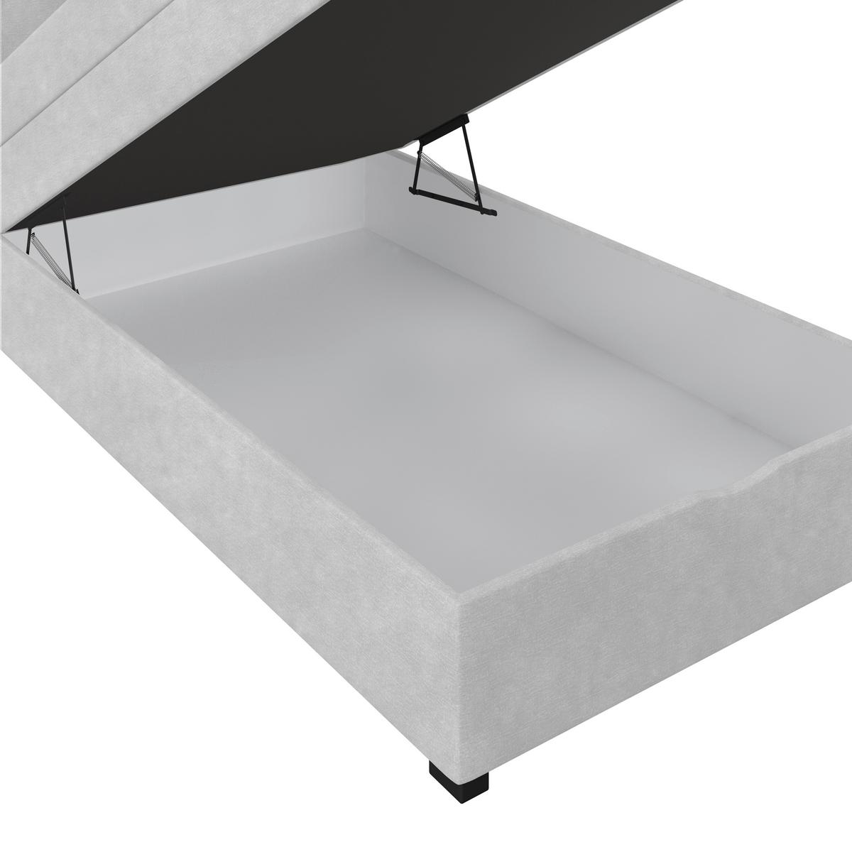 Boxspringbett mit Topper & Bettkasten 140x200 Lauro - Hellgrau/Schwarz, Trend, Textil (140/200cm)