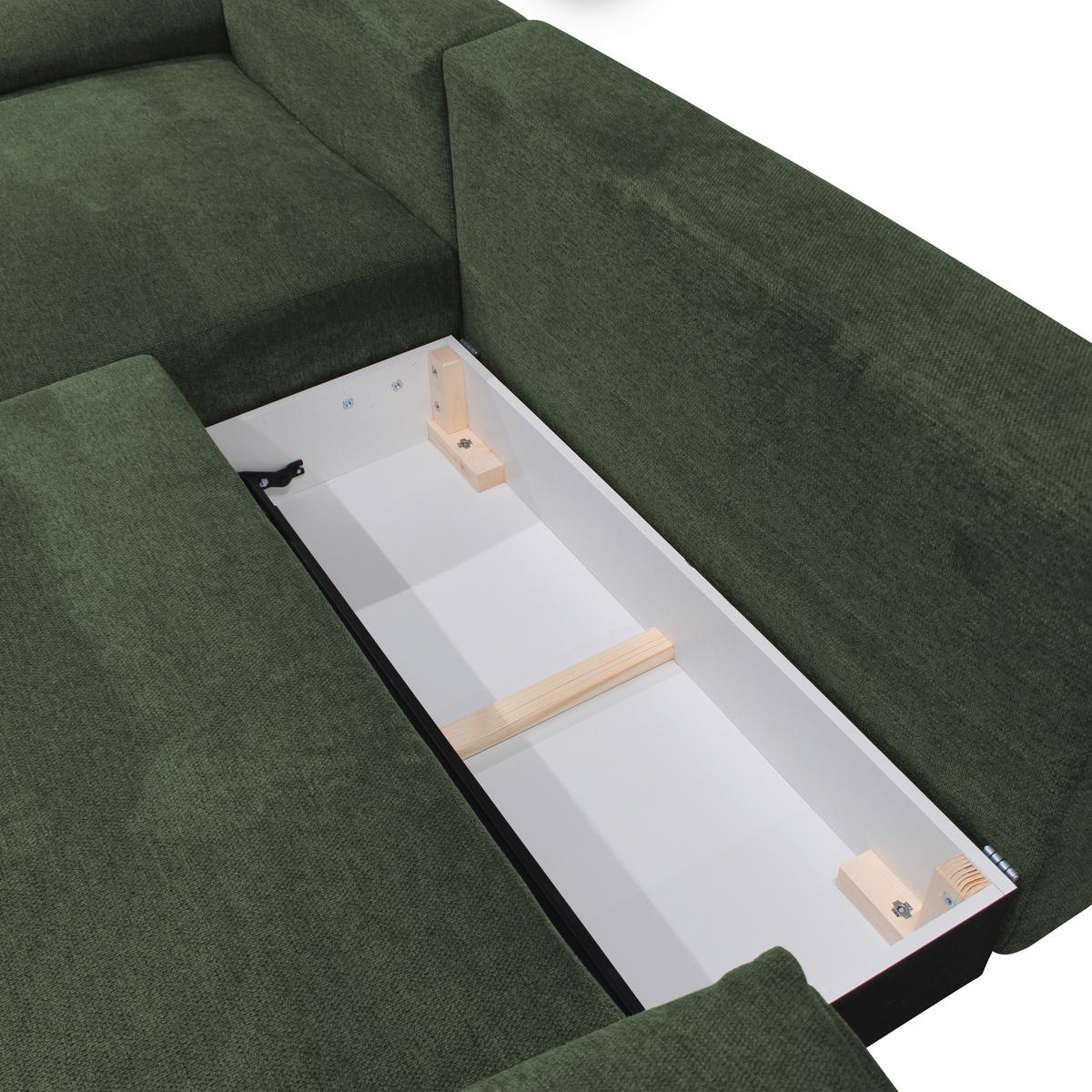 Ecksofa mit Bettkasten Lagacy 192x260 cm Webstoff Grün - Schwarz/Grün, Design, Textil (192/260cm) - MID.YOU