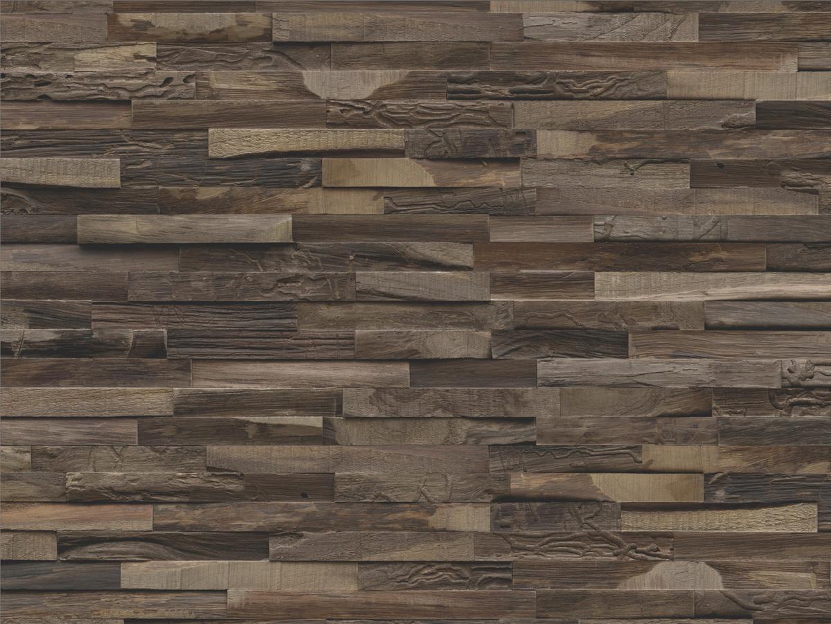 Wandverkleidung Teak Elegance Charred - Dunkelbraun, Basics, Holz (50/20/2cm)