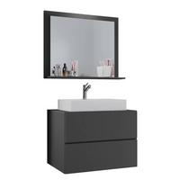 Badmöbel-Set 3-Tlg. Lendas B: 60 cm Anthrazit - Anthrazit/Weiß, MODERN, Keramik/Holzwerkstoff (60cm) - MID.YOU