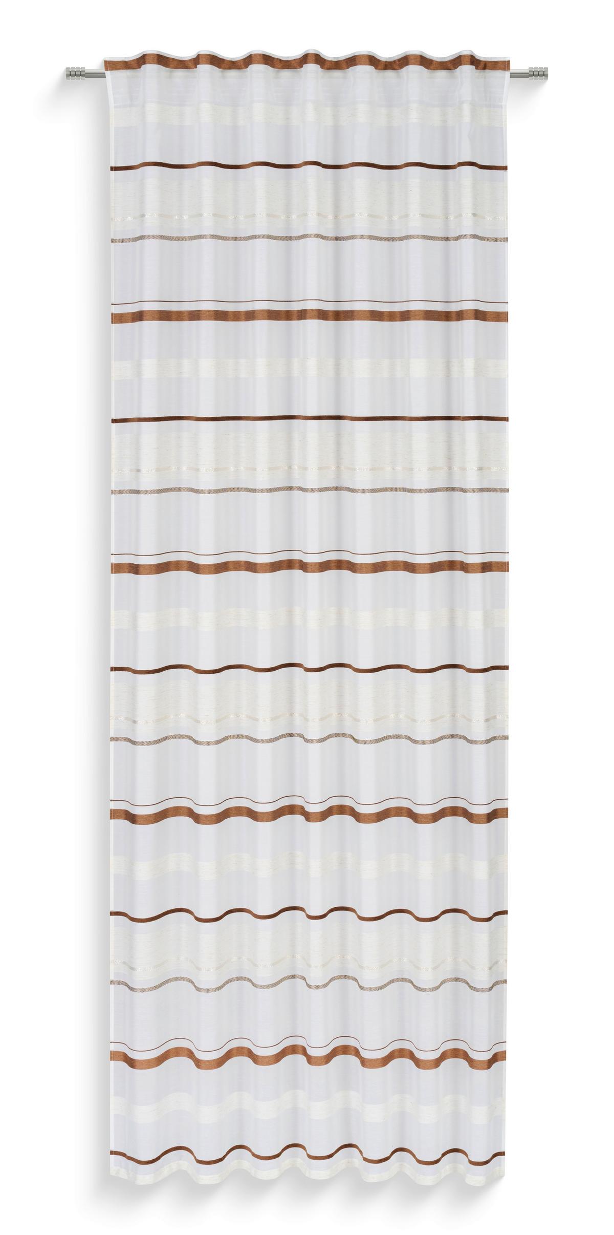 Fertigvorhang Eleonora - Braun/Weiß, MODERN, Textil (140/245cm) - Luca Bessoni