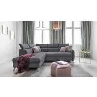 Rozkládací sedačka Simone, levé provedení - šedá/přírodní barvy, Moderní, dřevo/textil (253/82/95/208cm)