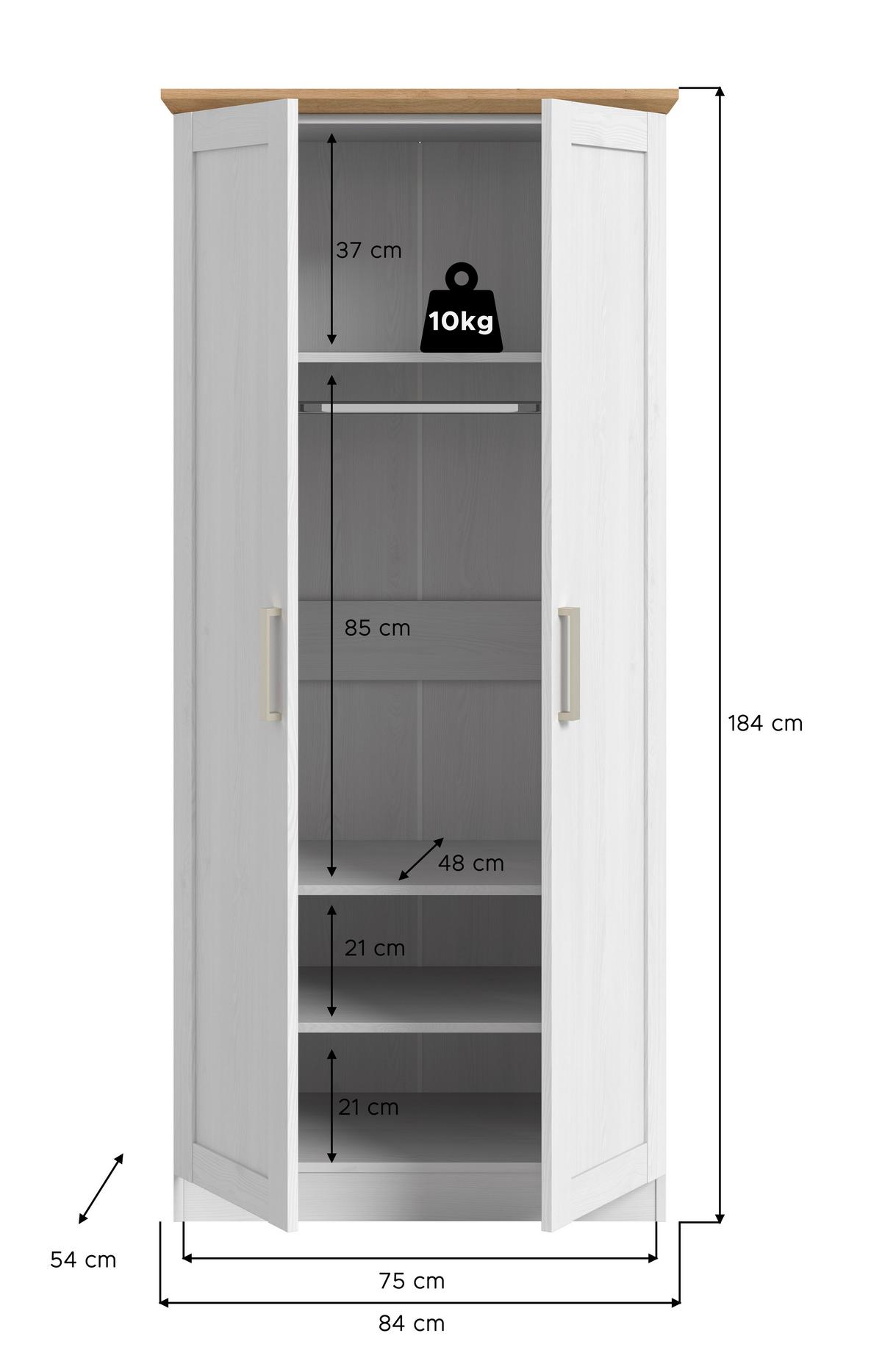 Drehtürenschrank Florenz Sibiu Lärche B: 84 cm - MODERN, Holzwerkstoff (84/185/54cm) - MID.YOU