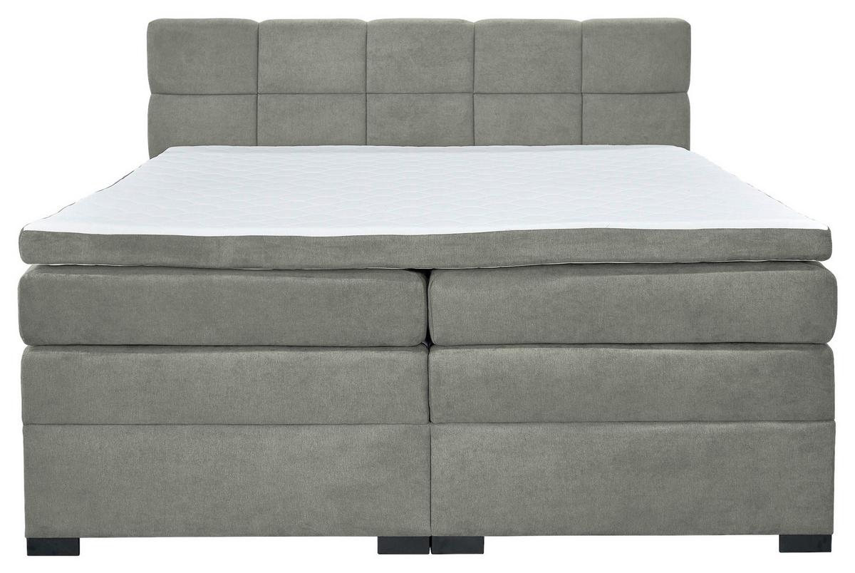 Boxspringbett Mit Topper 160x200 April - Dunkelgrau/Schwarz, MODERN, Textil (160/200cm)