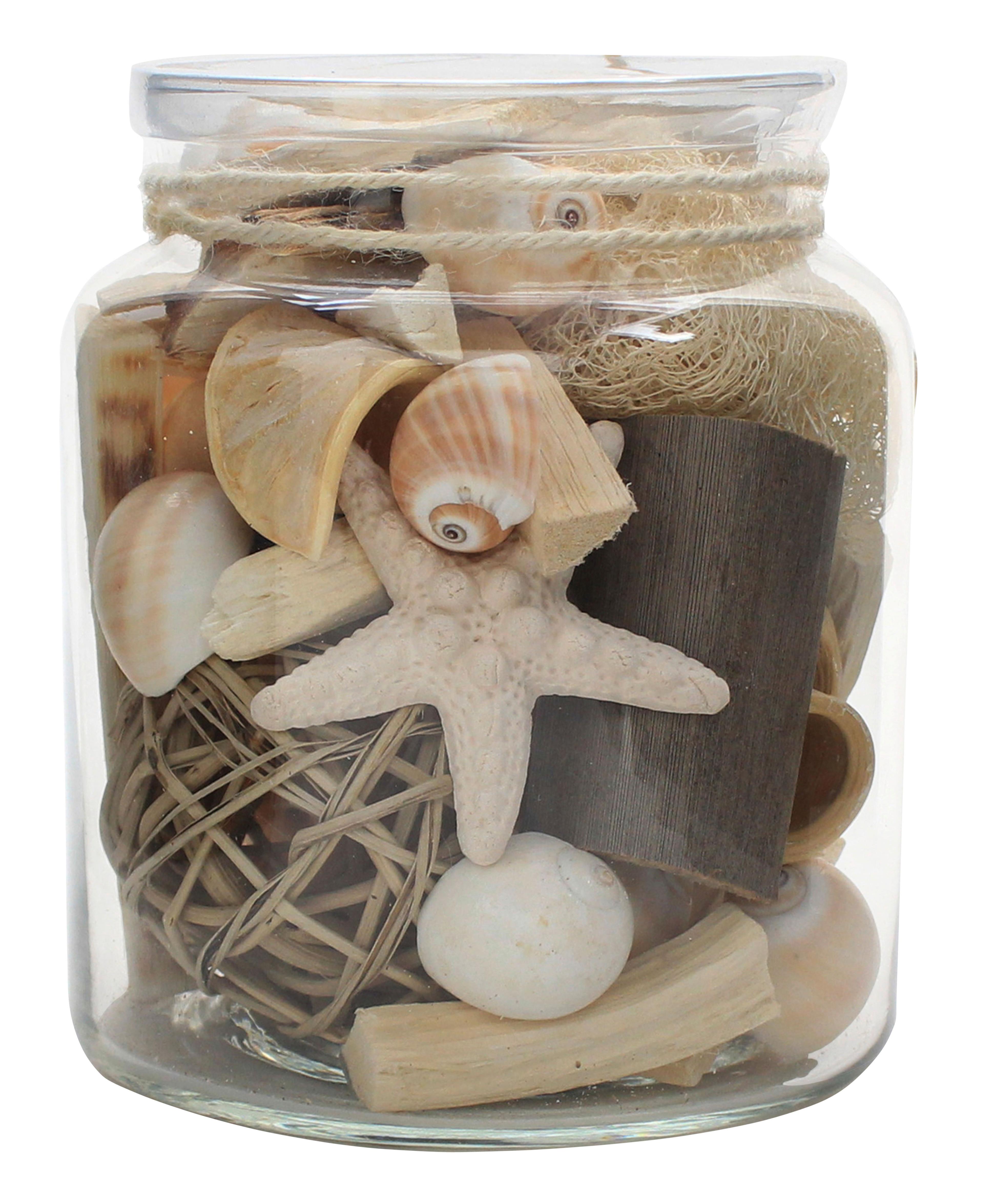 Dekoglas Flora Naturfarben, 13,5x16,5 cm - Naturfarben, LIFESTYLE, Glas/Naturmaterialien (13,5/16,5/13,5cm) - Kayoom