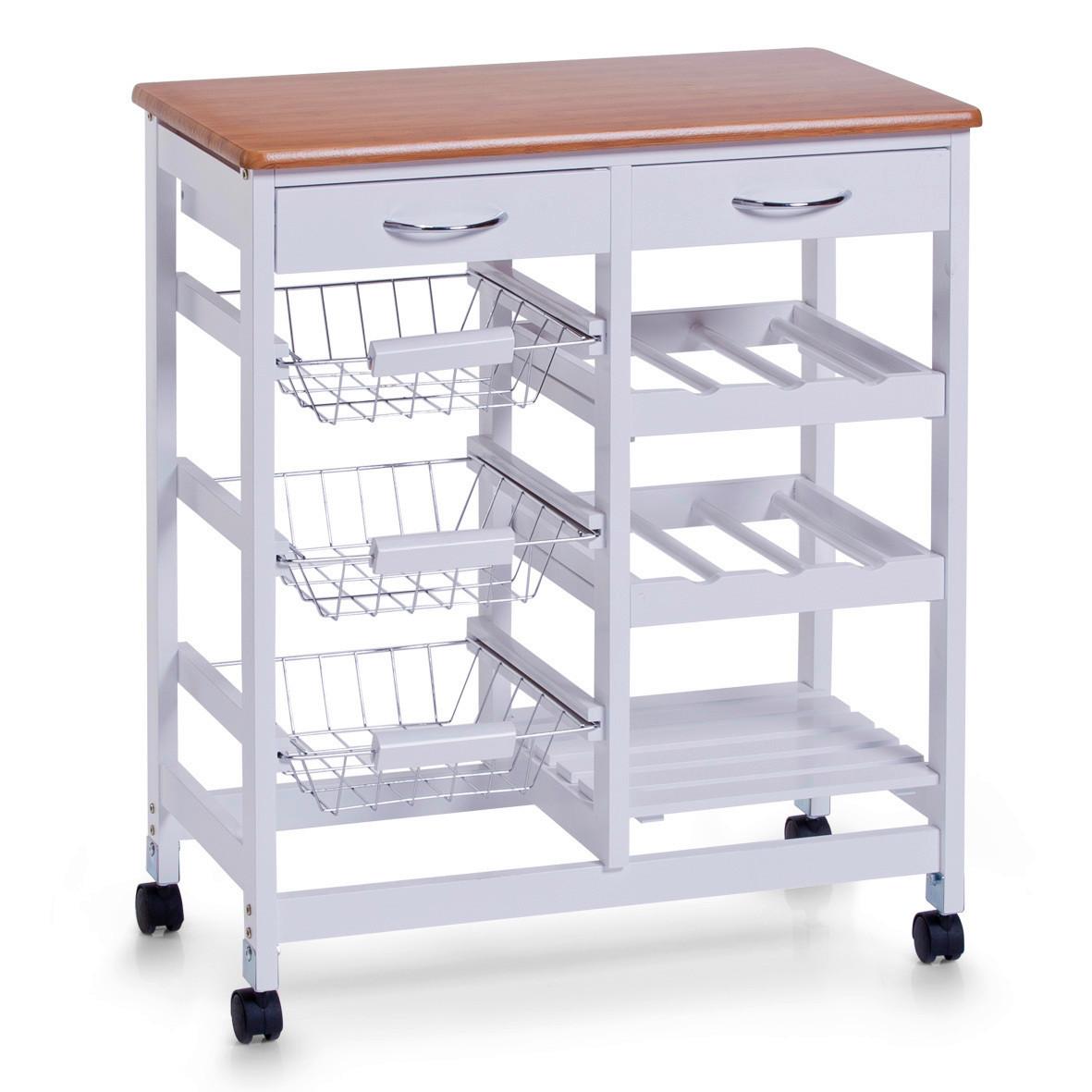 Servierwagen Mdf, Weiß Bxhxt: 66x36x76 Cm - Weiß, Basics, Holzwerkstoff (66/36/76cm) - Zeller Present