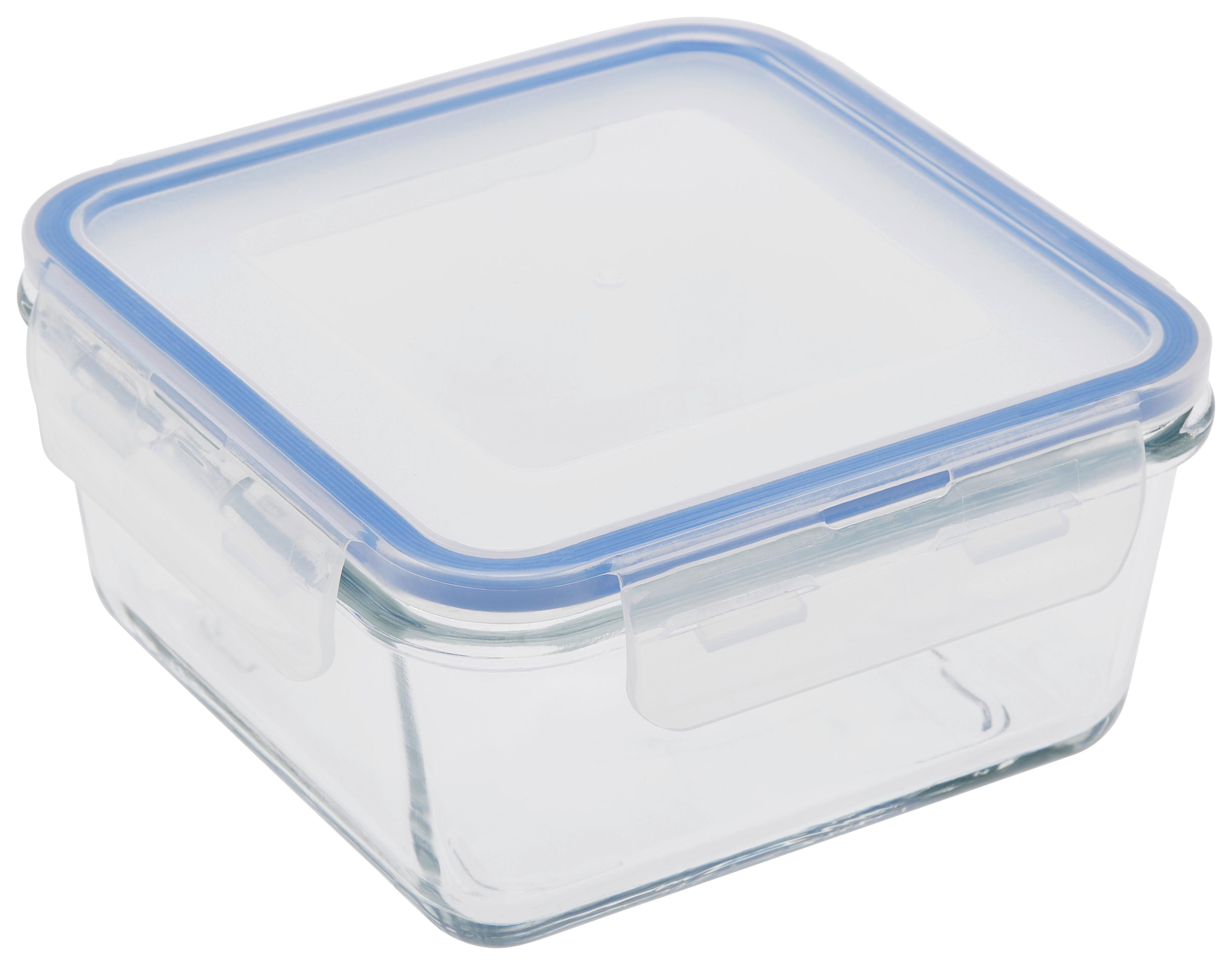 Quadratische Frischhaltedose aus Klarglas mit Klappdeckel